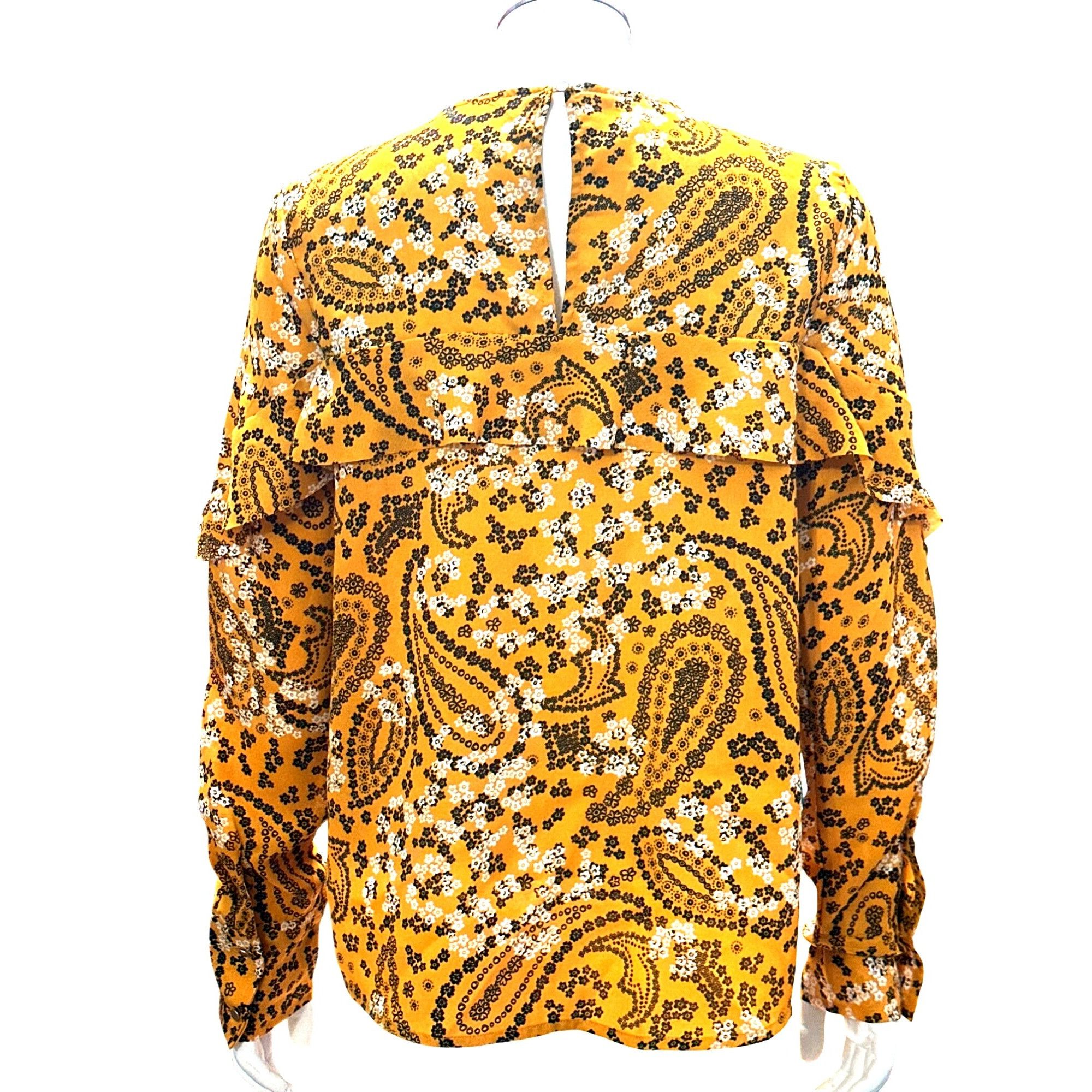 Abercrombie & Fitch Abercrombie Fitch XS Mustard Paisley Floral Long Sleeve Ruff Size XS / US 0-2 / IT 36-38 - 6 Thumbnail
