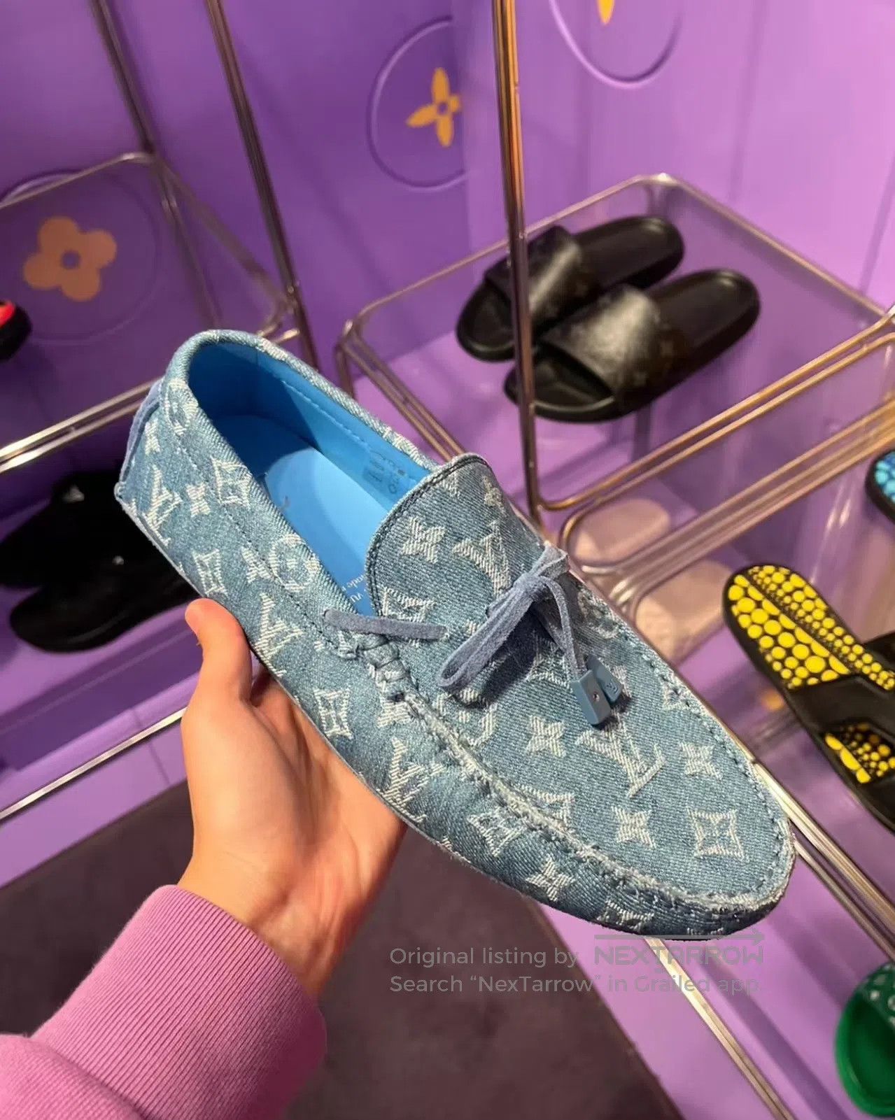 Louis Vuitton Louis Vuitton Blue Denim Monogram Driving Moccasins| Size US 10.5 / IT 40.5 - 4 Thumbnail
