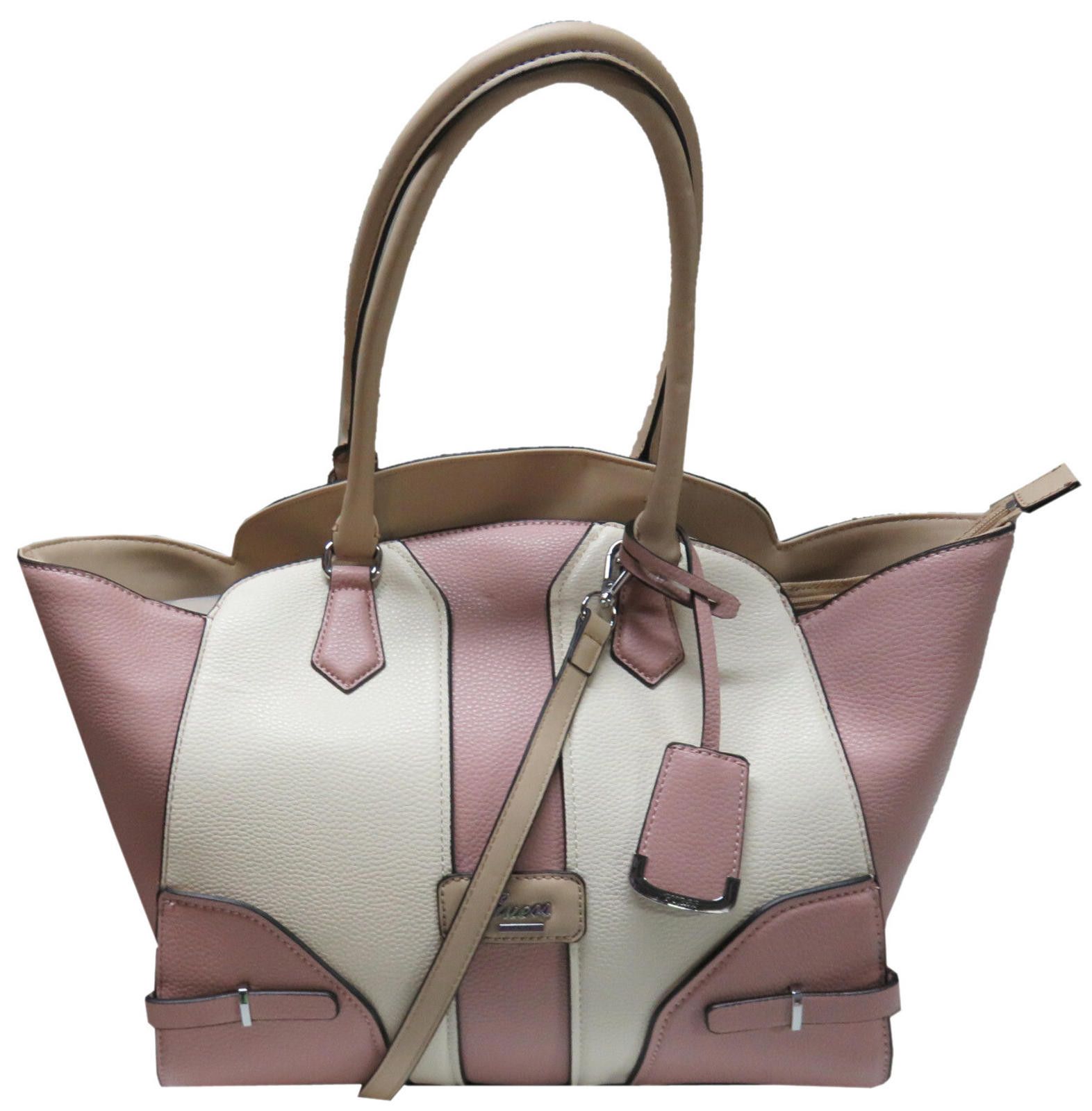 Guess Purse Satchel Crossbody Tote Handbag Pink / Ecru Nwot, Women's