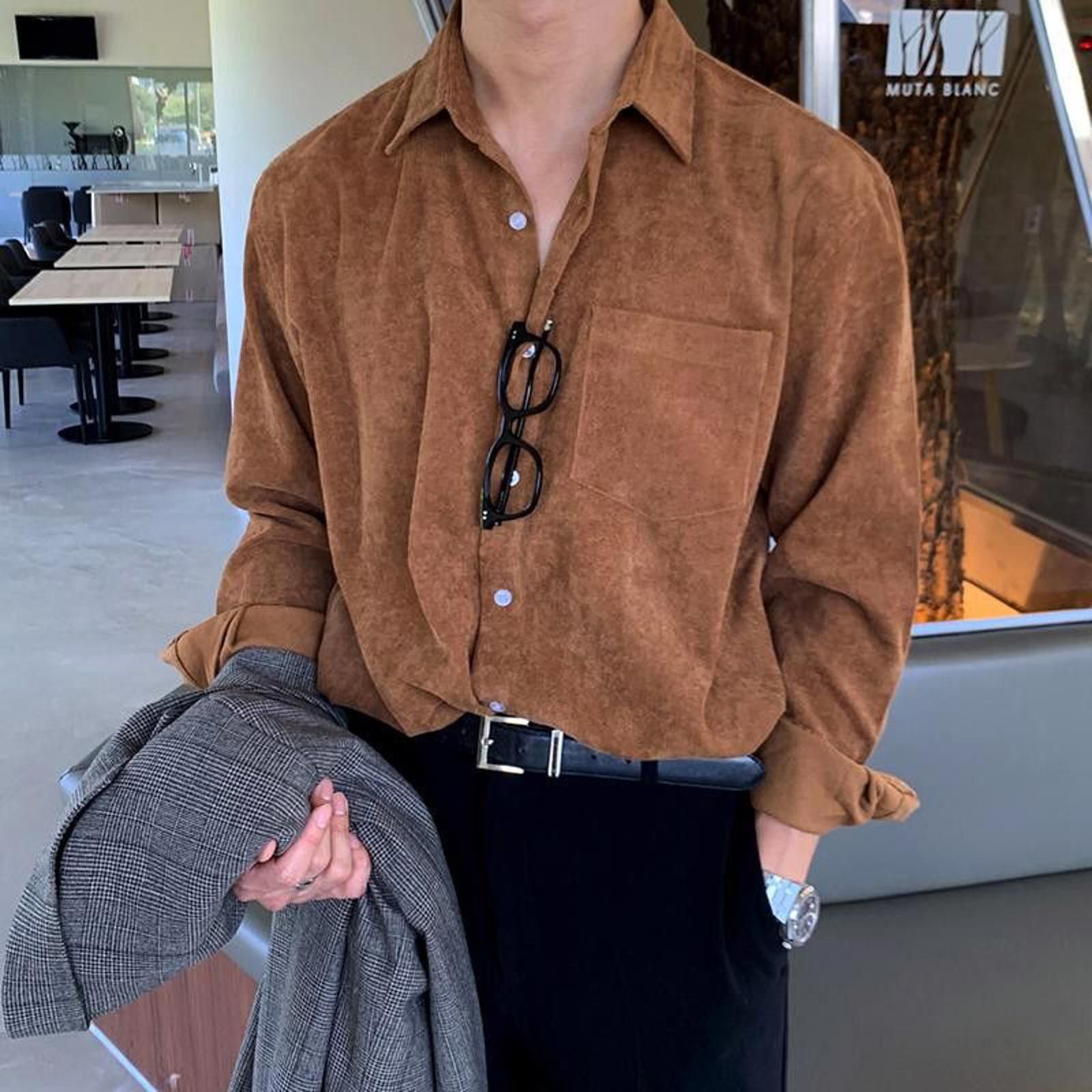 Brown Corduroy Long Sleeve Shirt
