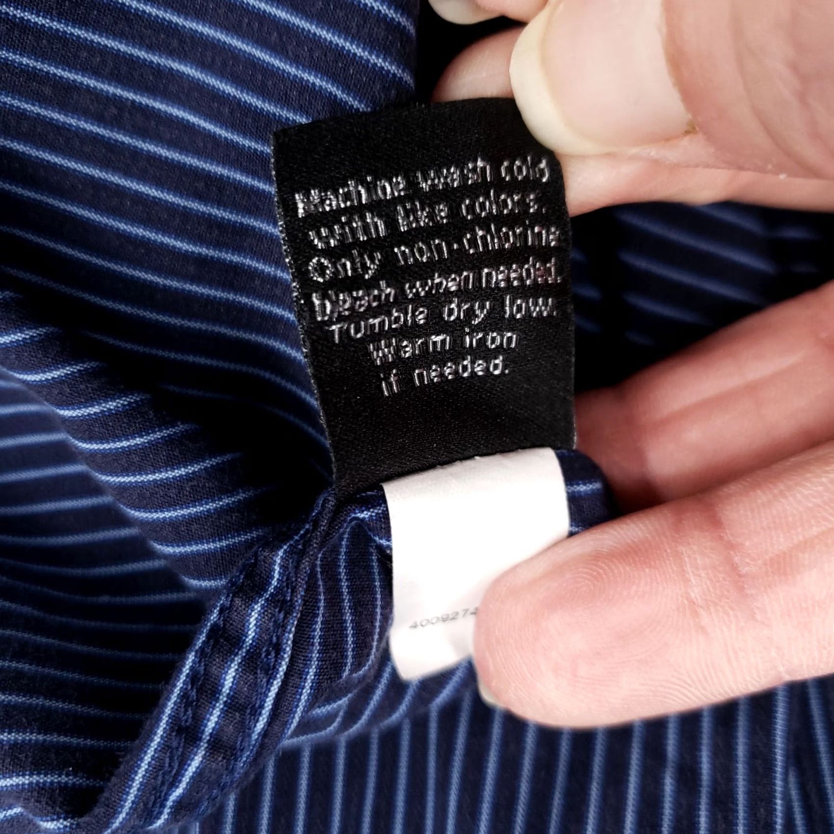 Apt. 9 Apt. 9 Dress Shirt Mens 16 Button-Up Blue Slim Fit Pinstripe Long Sleeve Cotton Size 42R - 5 Thumbnail