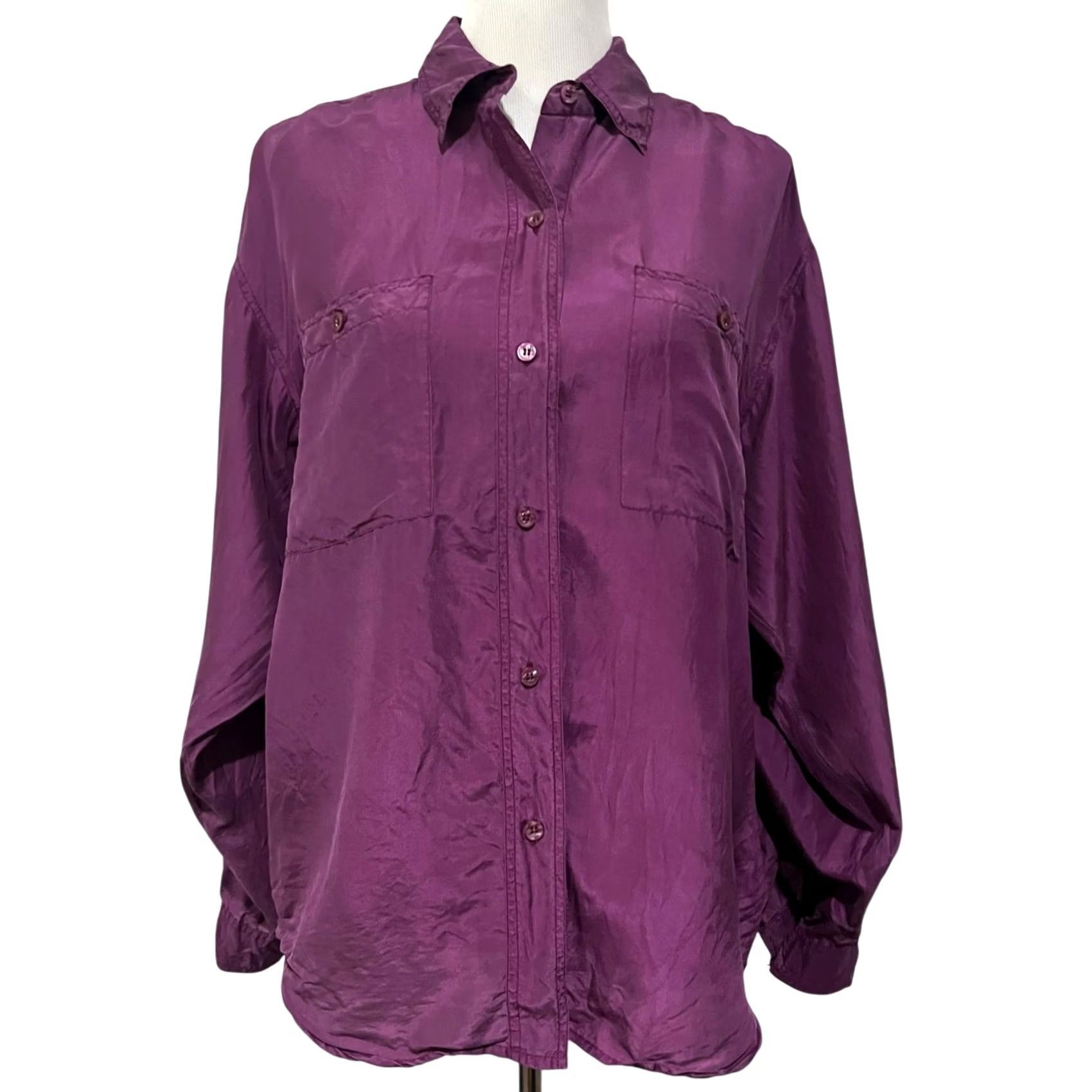 Vintage VINTAGE Silk Land Sport 100% Silk Blouse Purple Button-Up M Womens Size M / US 6-8 / IT 42-44 - 2 Thumbnail