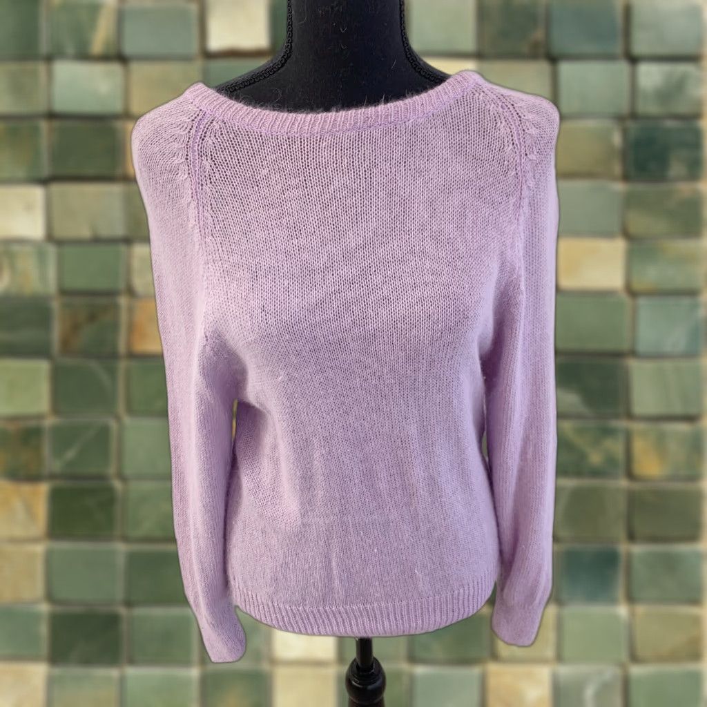 Vintage VINTAGE The Italian Mob Purple Angora Linen Cross Back Sweater L 90s Modern? Size L / US 10 / IT 46 - 1 Thumbnail