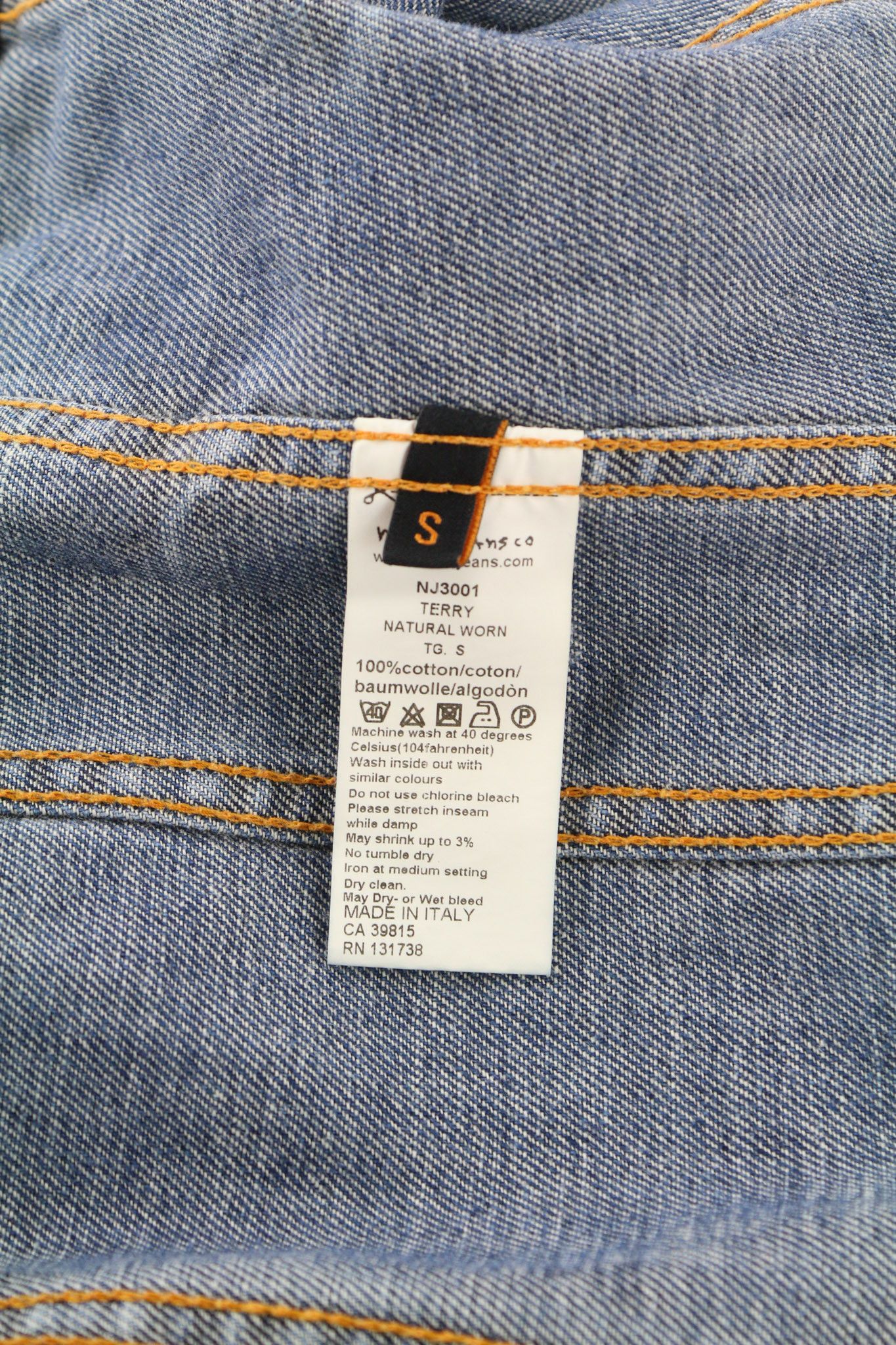 Nudie Jeans TERRY NATURAL WORN S Blue Denim Polo Neck Jacket 80352 Size US S / EU 44-46 / 1 - 6 Thumbnail