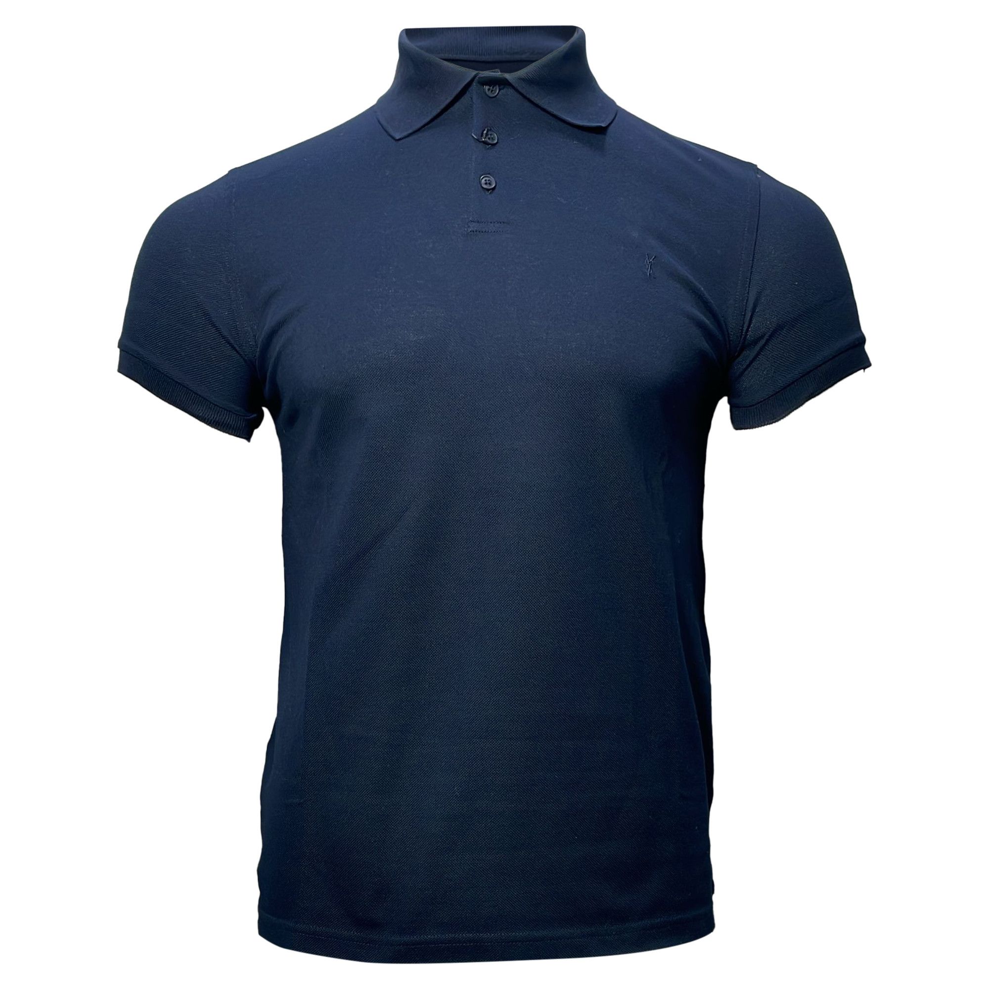 Saint Laurent Paris Saint Laurent Cassandre Embroidered-Logo Polo Shirt in Navy Size US XS / EU 42 / 0 - 1 Thumbnail
