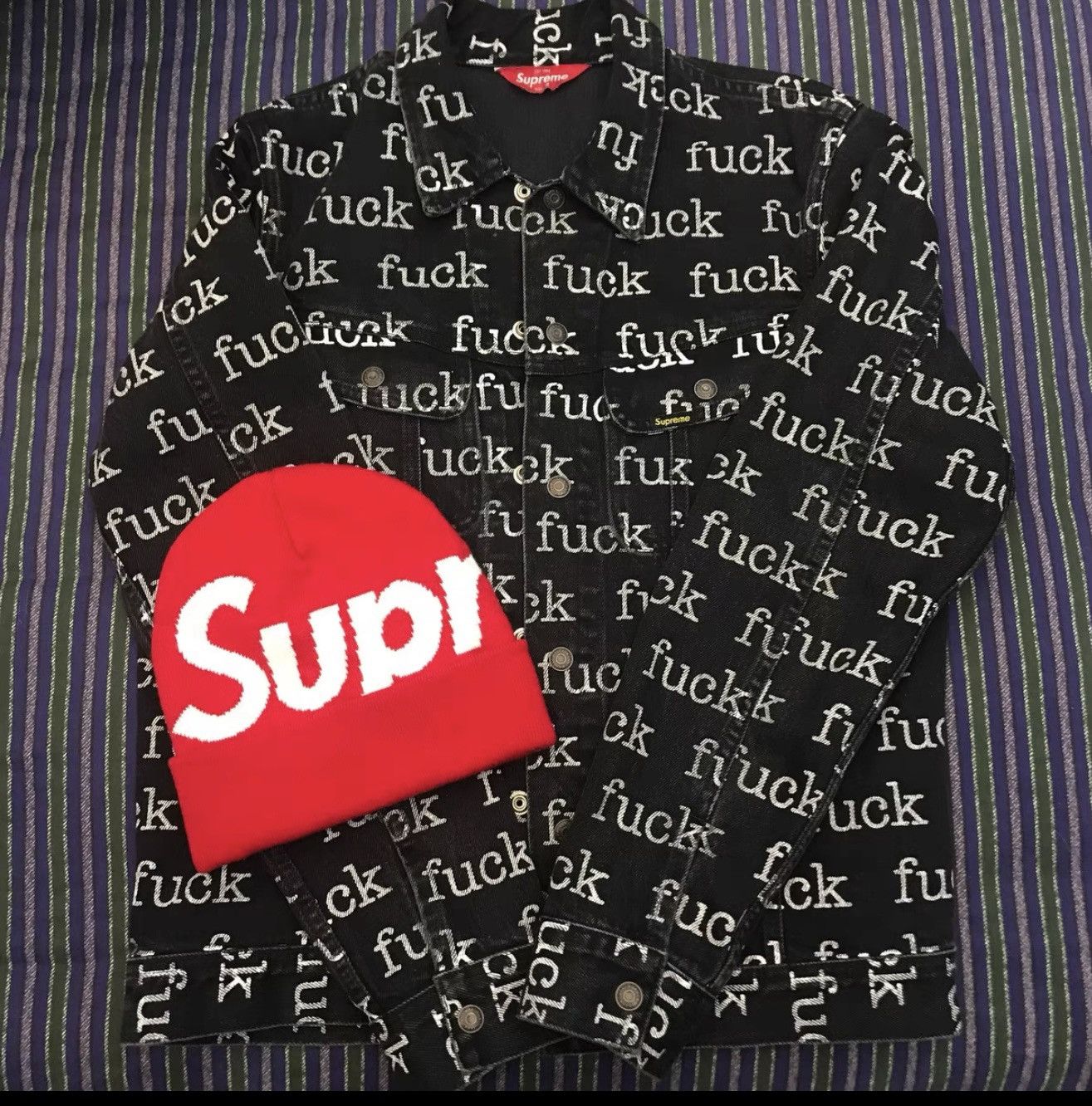 Supreme Supreme ss13 fuck denim trucker Jacket black Size US S / EU 44-46 / 1 - 2 Thumbnail