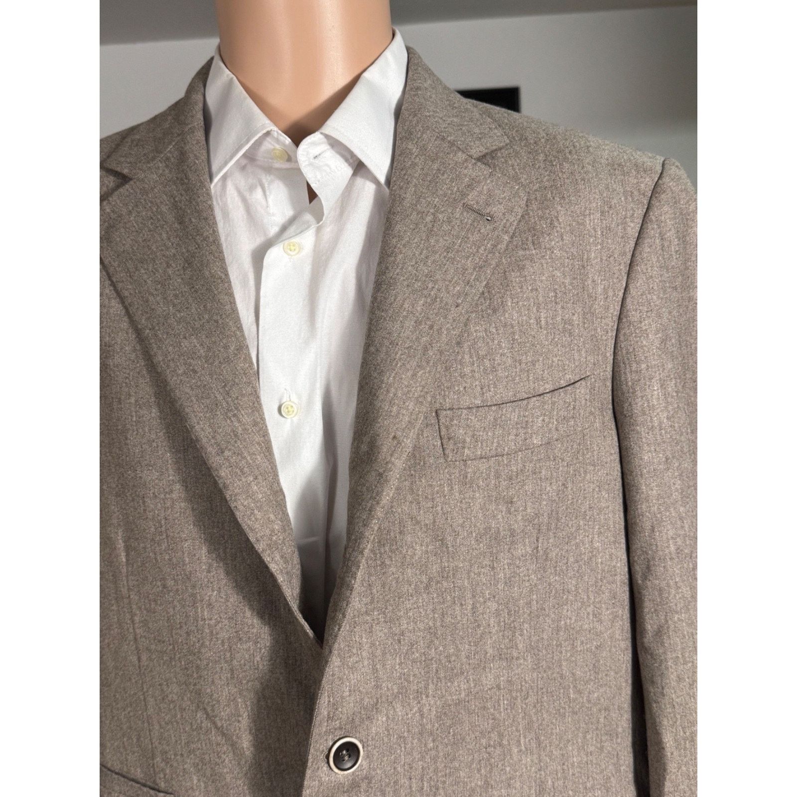 Brunello Cucinelli Brunello Cucinelli Taupe Flannel Sport Jacket Blazer Cash44R Size 44R - 9 Thumbnail