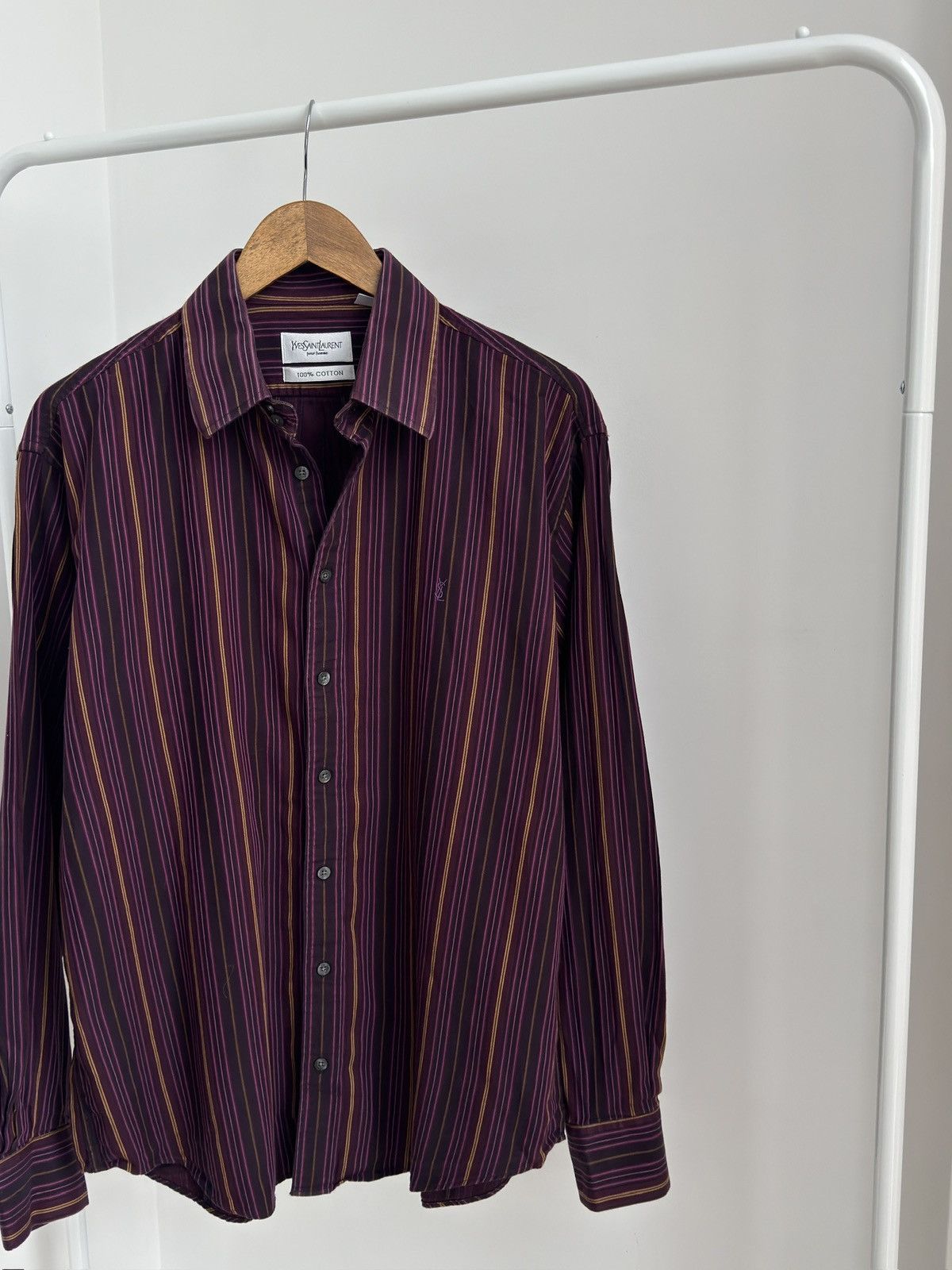 Yves Saint Laurent Vintage Yves Saint Laurent Stripped Purple button up shirt Size US L / EU 52-54 / 3 - 2 Thumbnail