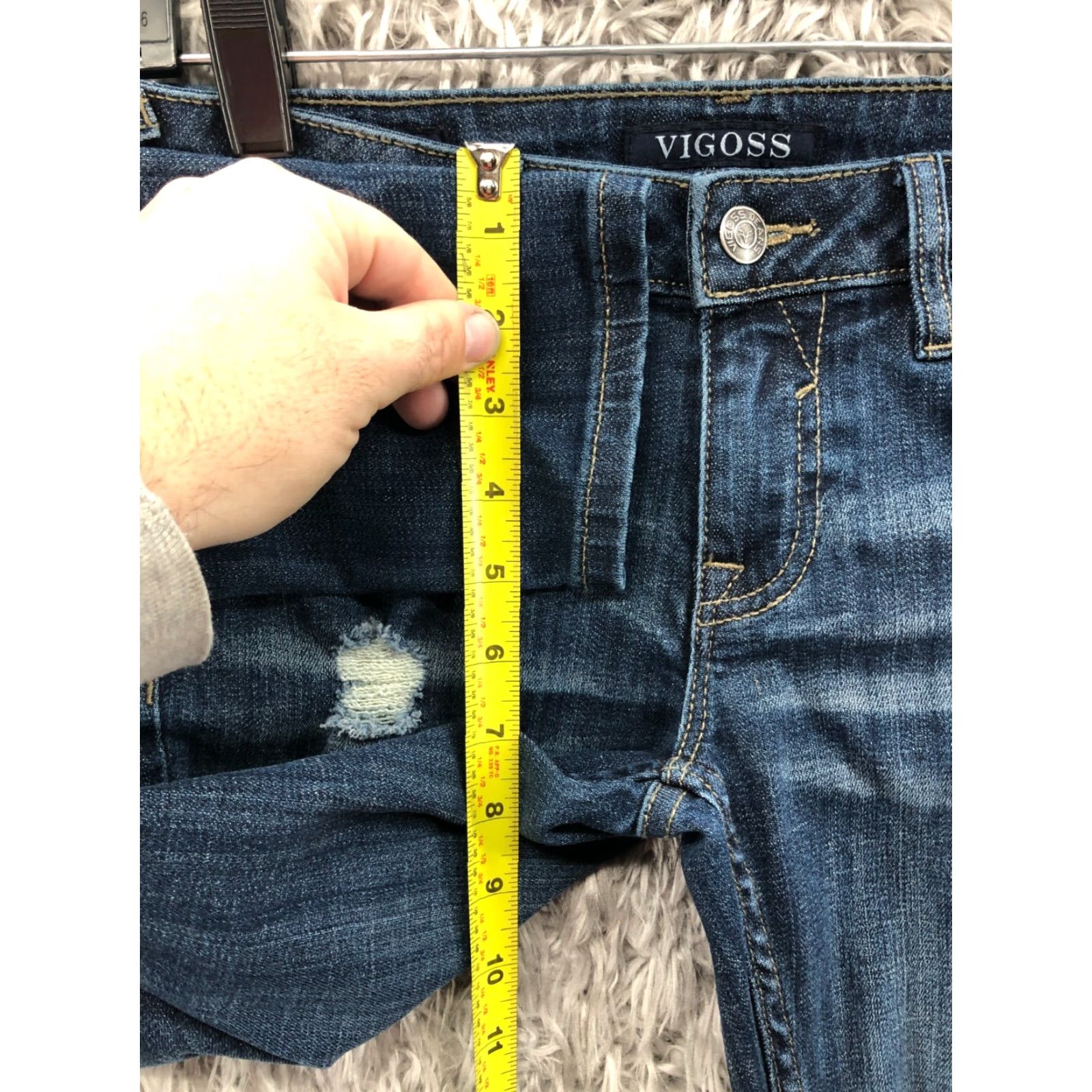 Vintage VIGOSS The Thompson Skinny Jeans Blue Size 24 Womens Low Rise Denim 5-Pocket Regular Inseam 27 Vintage No Size 42" / US 20 - 4 Thumbnail
