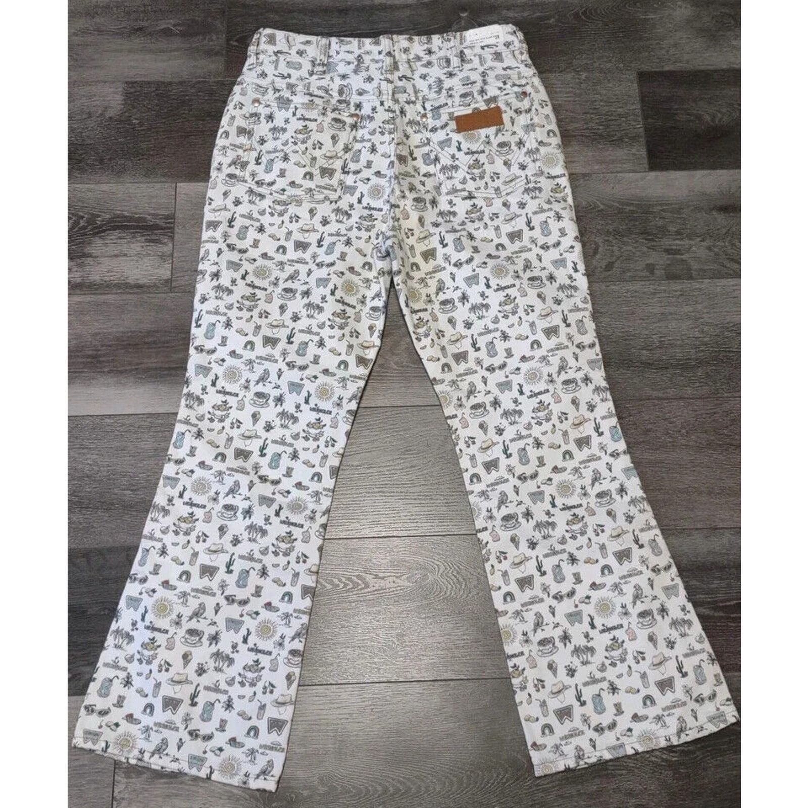 Wrangler WRANGLER LIFE'S LEMONS HI RISE KICK FLARE WHITE DENIM JEANS Size 28" / US 6 / IT 42 - 4 Thumbnail