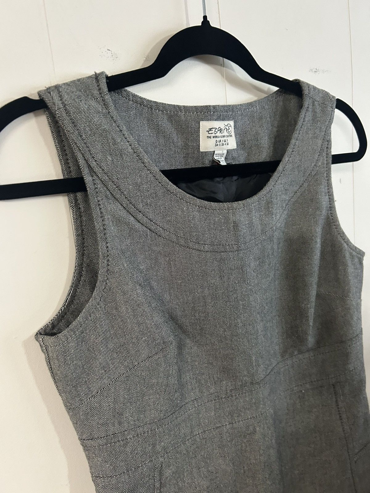 Esprit ESPRIT 90s Wool Pencil Shift Dress Sz 4 Career Grey Pockets Size S / US 4 / IT 40 - 3 Thumbnail