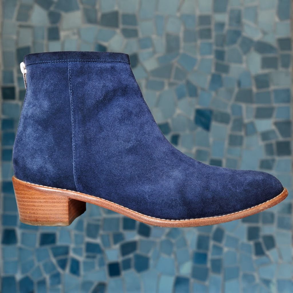 Loeffler Randall Loeffler Randall Felix Blue Suede Leather Ankle Boots Women's US 11 B Back Zip Exposed Zipper LR Logo Pull Suede Leather Sole Size US 11 / IT 41 - 1 Thumbnail