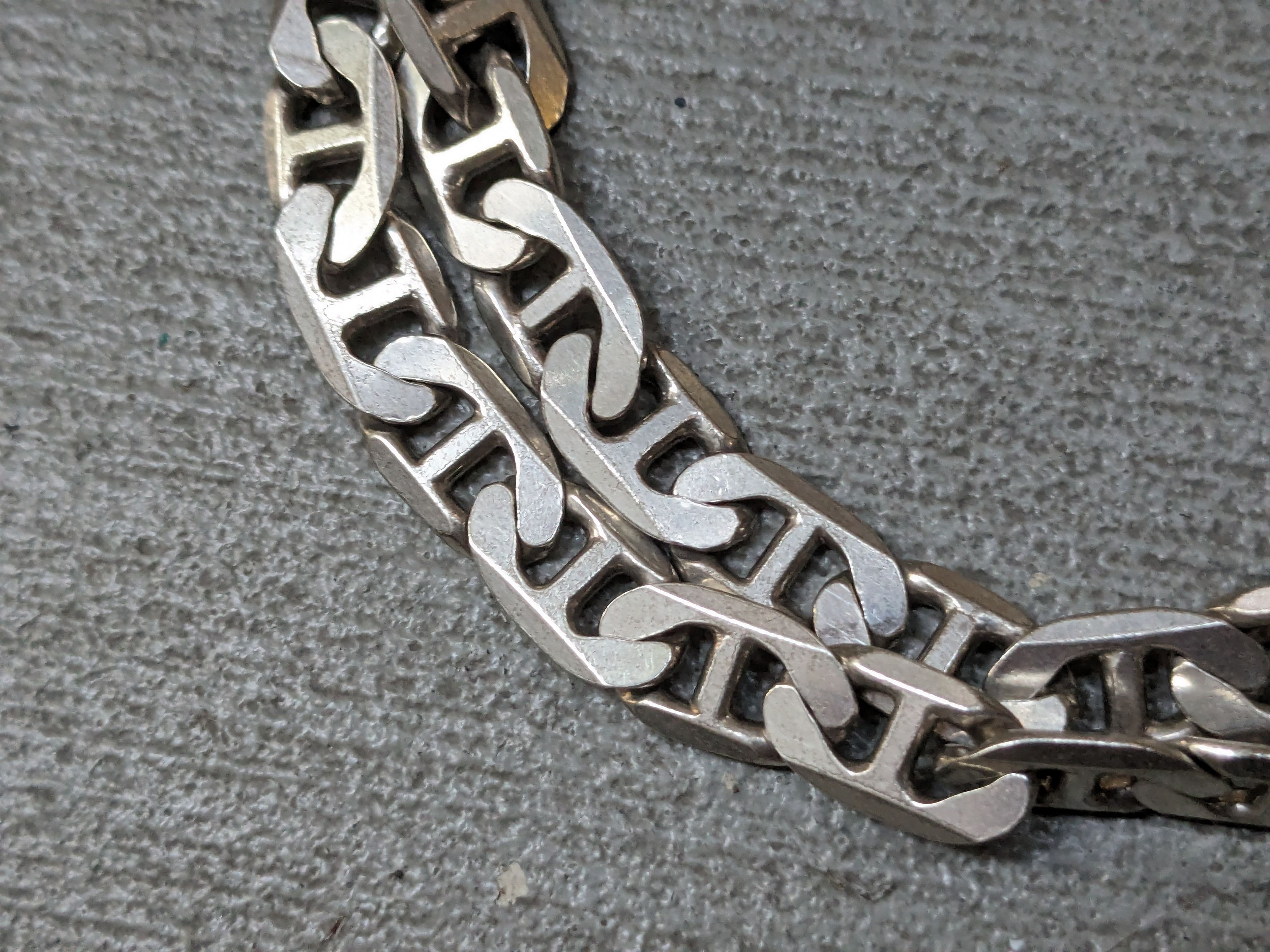 Jewelry Vintage Sterling Silver Necklace Mariner Anchor 22" Chunky Size ONE SIZE - 7 Thumbnail
