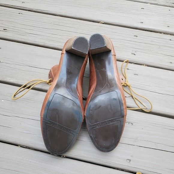 Vintage 90s y2k Brown Leather Lace Up Chunky Heel Victorian