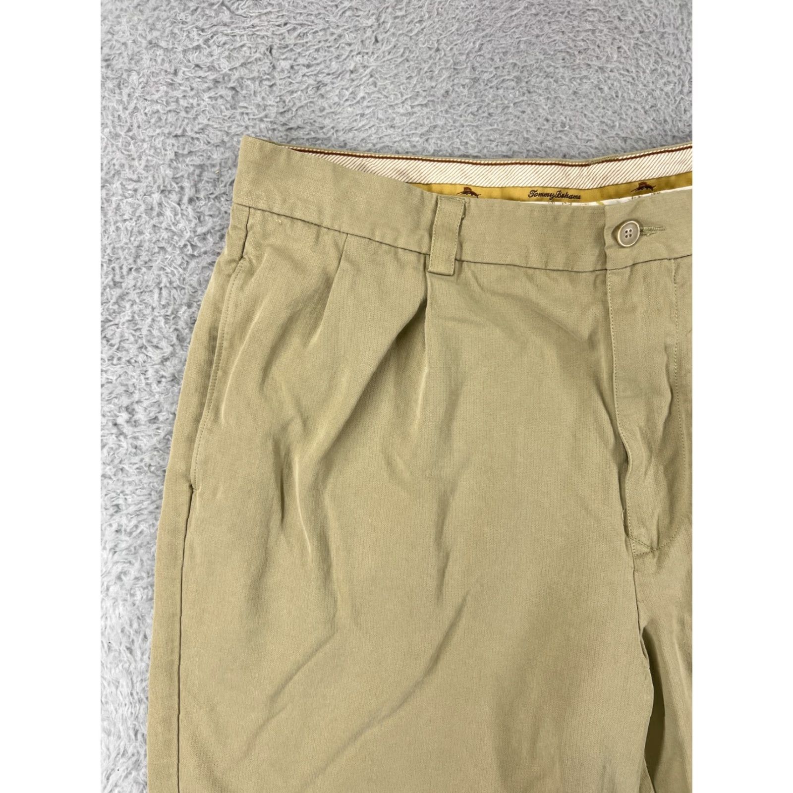 Tommy Bahama Tommy Bahama Shorts Mens 36 Beige Silk Pleated Front Comfort Waist Bermuda Beach Aloha 90s Mens Size US 36 / EU 52 - 6 Thumbnail