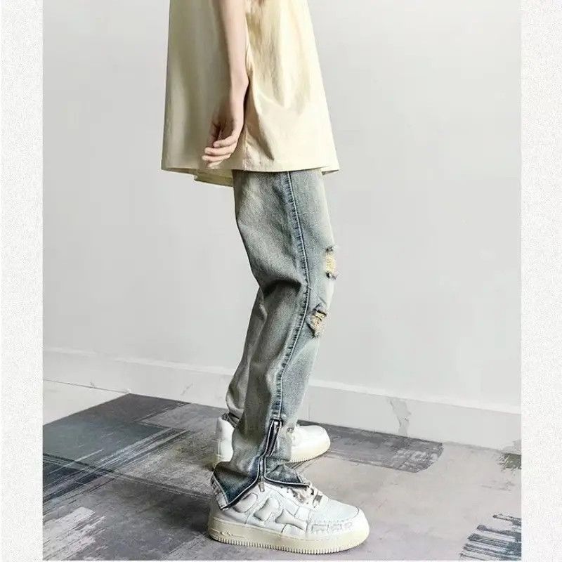 Japanese Brand × Jean Retro ripped zipper high street jeans Size US 30 / EU 46 - 3 Thumbnail