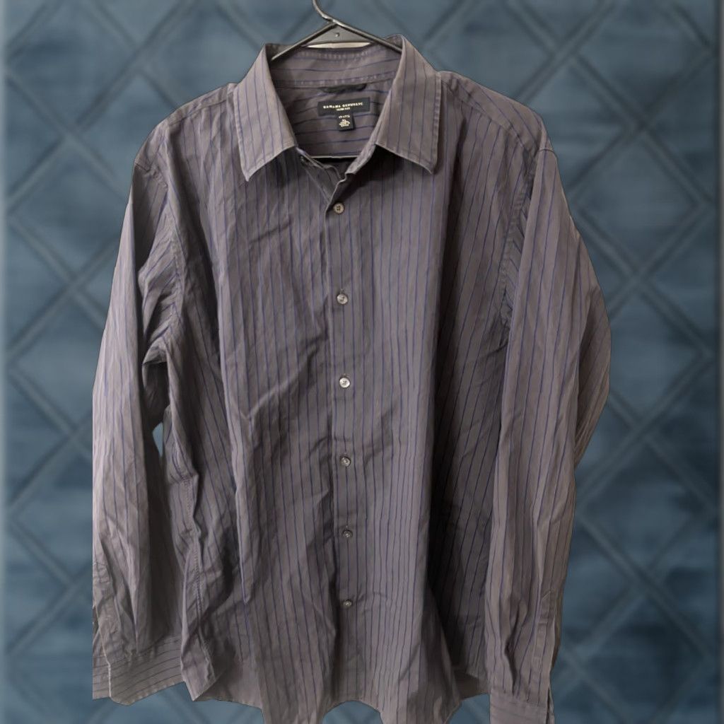 Banana Republic Banana Republic Slim Fit Button-Up Shirt XL Purple Striped Men's Size US XL / EU 56 / 4 - 1 Thumbnail