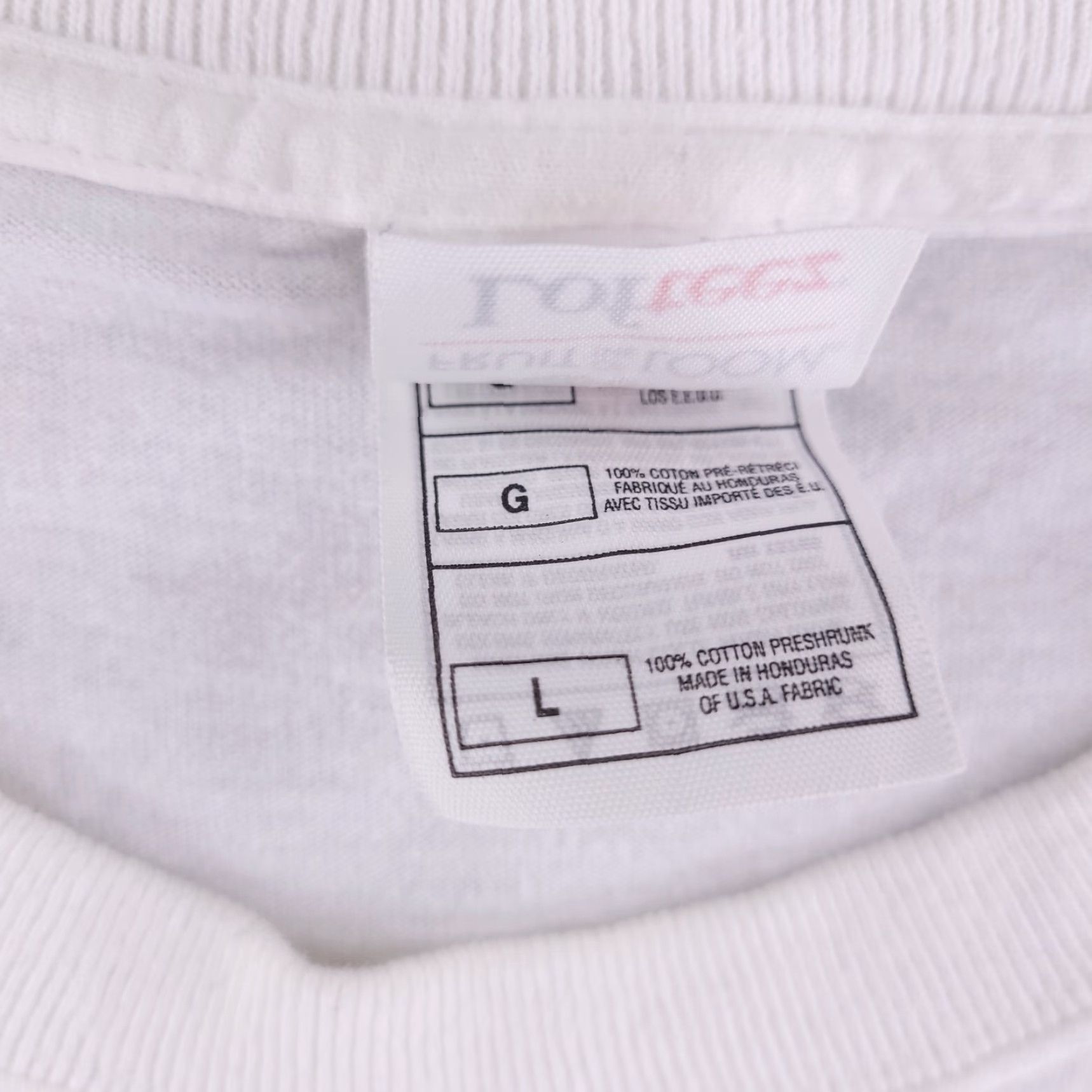 Fruit Of The Loom Fruit of the Loom Shirt Mens Large White Crew Neck Short Sleeve Vintage Lofteez Graph American Eagle All over (95s) Size US L / EU 52-54 / 3 - 4 Thumbnail