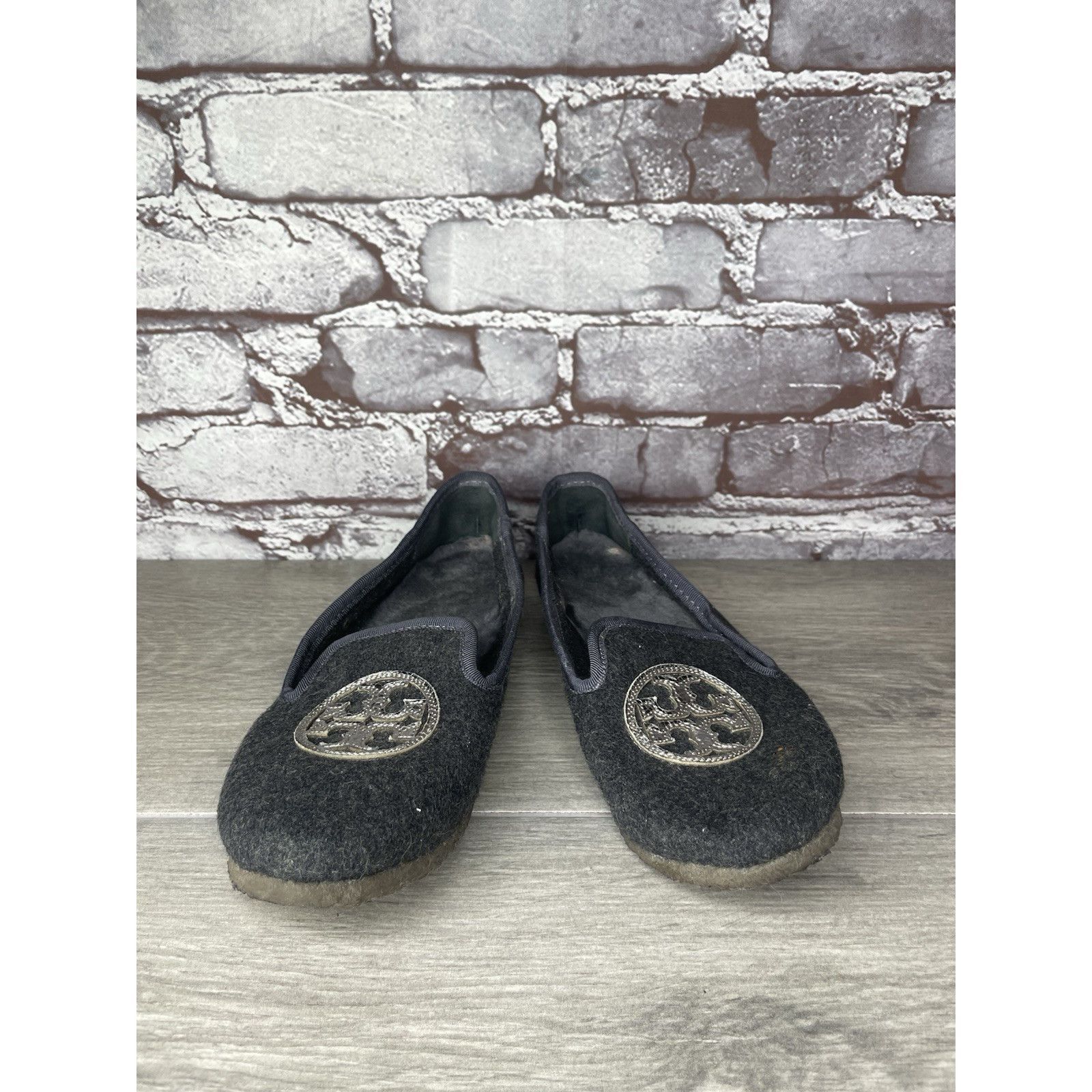 Tory Burch Tory Burch Billy Charcoal Gray Wool Logo Lamb Fur Slipper Fl Size US 6 / IT 36 - 8 Thumbnail