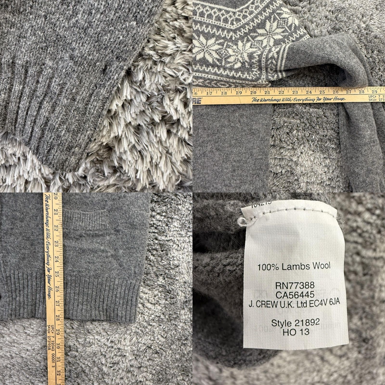 J.Crew J.CREW Cardigan Sweater Mens M Gray Shawl Collar Lambswool Fair Isle Nordic Wool Knit Button Pockets Size US M / EU 48-50 / 2 - 8 Thumbnail