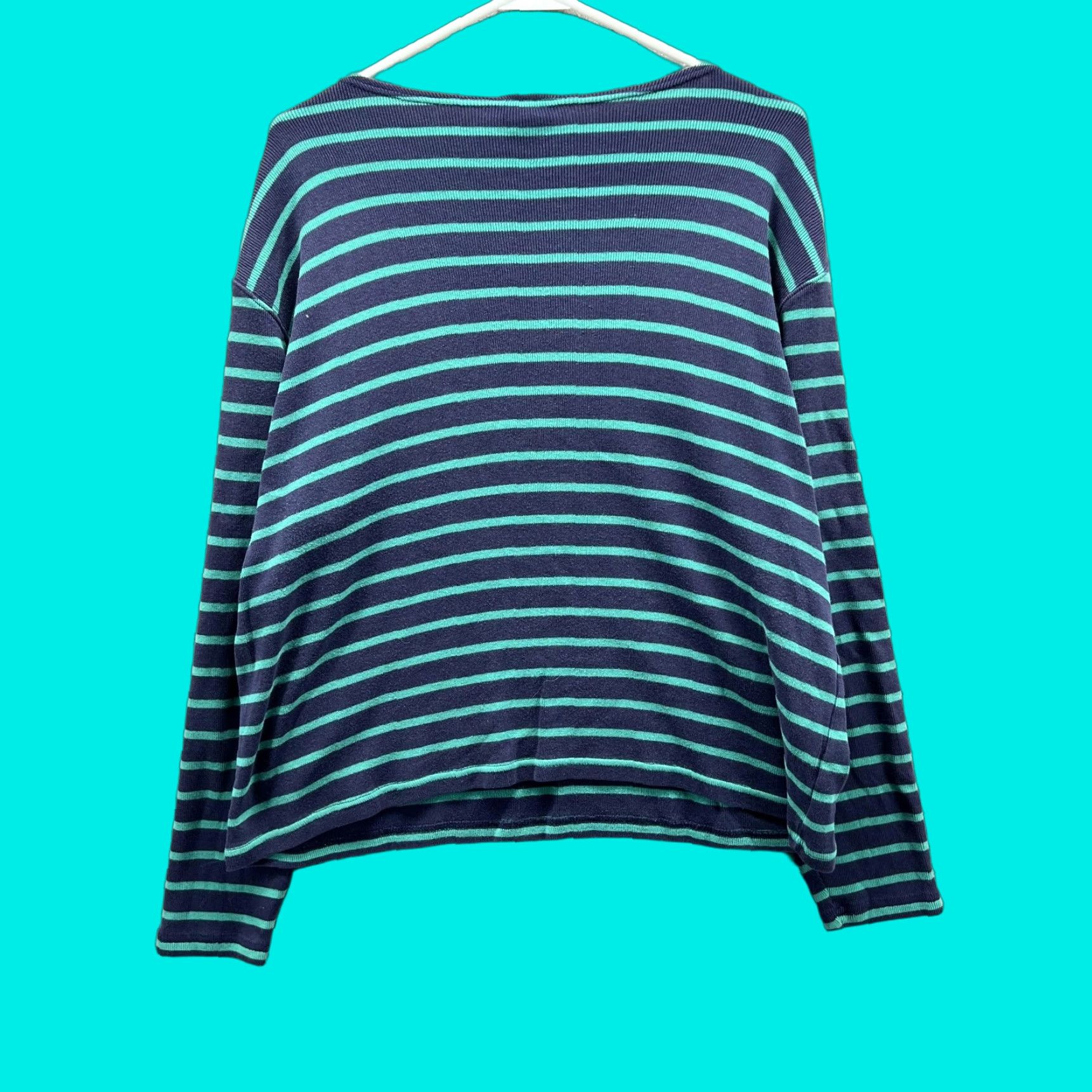 Vintage VINTAGE LL Bean Shirt Women XL Blue Striped Fleece Knit Top Regular Size XL / US 12-14 / IT 48-50 - 1 Thumbnail