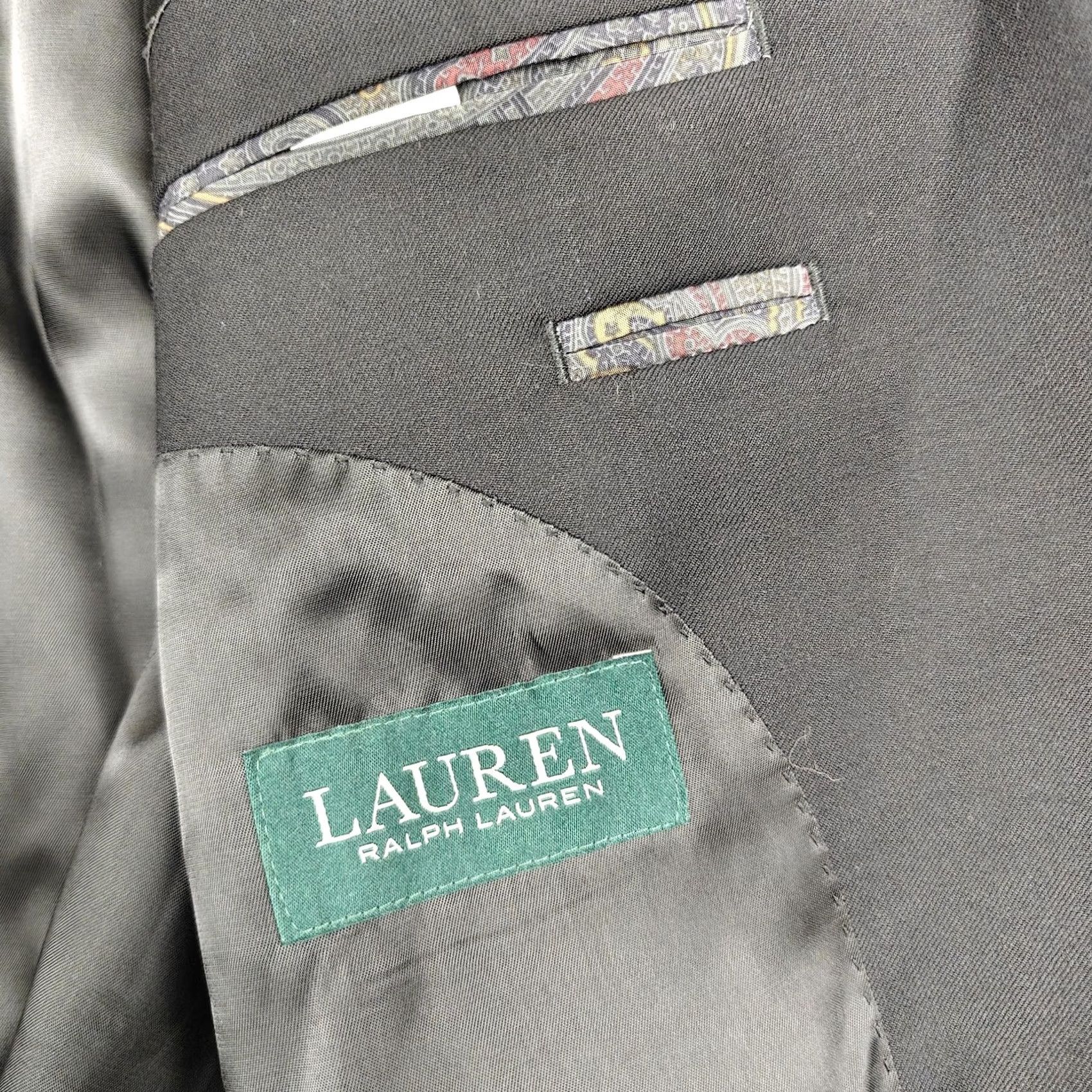 Ralph Lauren Lauren Ralph Lauren Mens 40R Black Wool Two Button Blazer Suit Jacket Lined Size 40R - 5 Thumbnail