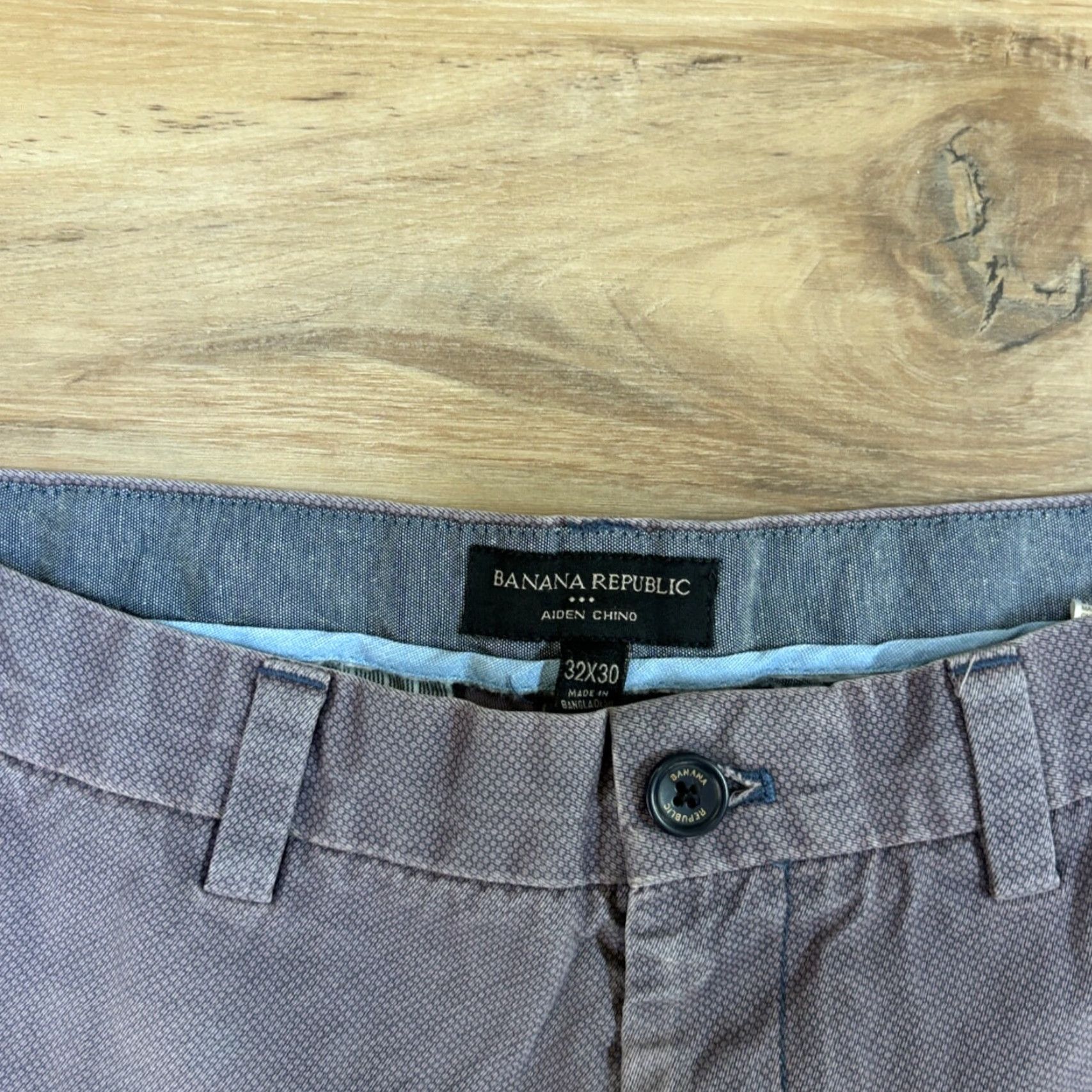 Banana Republic Banana Republic Pants Mens 32 x 28 Aiden Chino 100% Cotton Printed Purple Geometric Canvas Regular Flat Front Zip Size US 32 / EU 48 - 7 Thumbnail