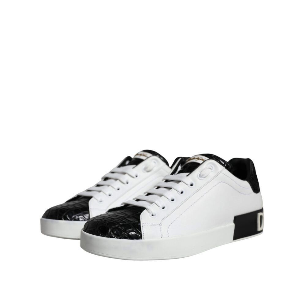 Dolce & Gabbana Dolce & Gabbana Black Leather Logo Portofino Sneaker Shoes Size US 6 / EU 39 - 3 Thumbnail