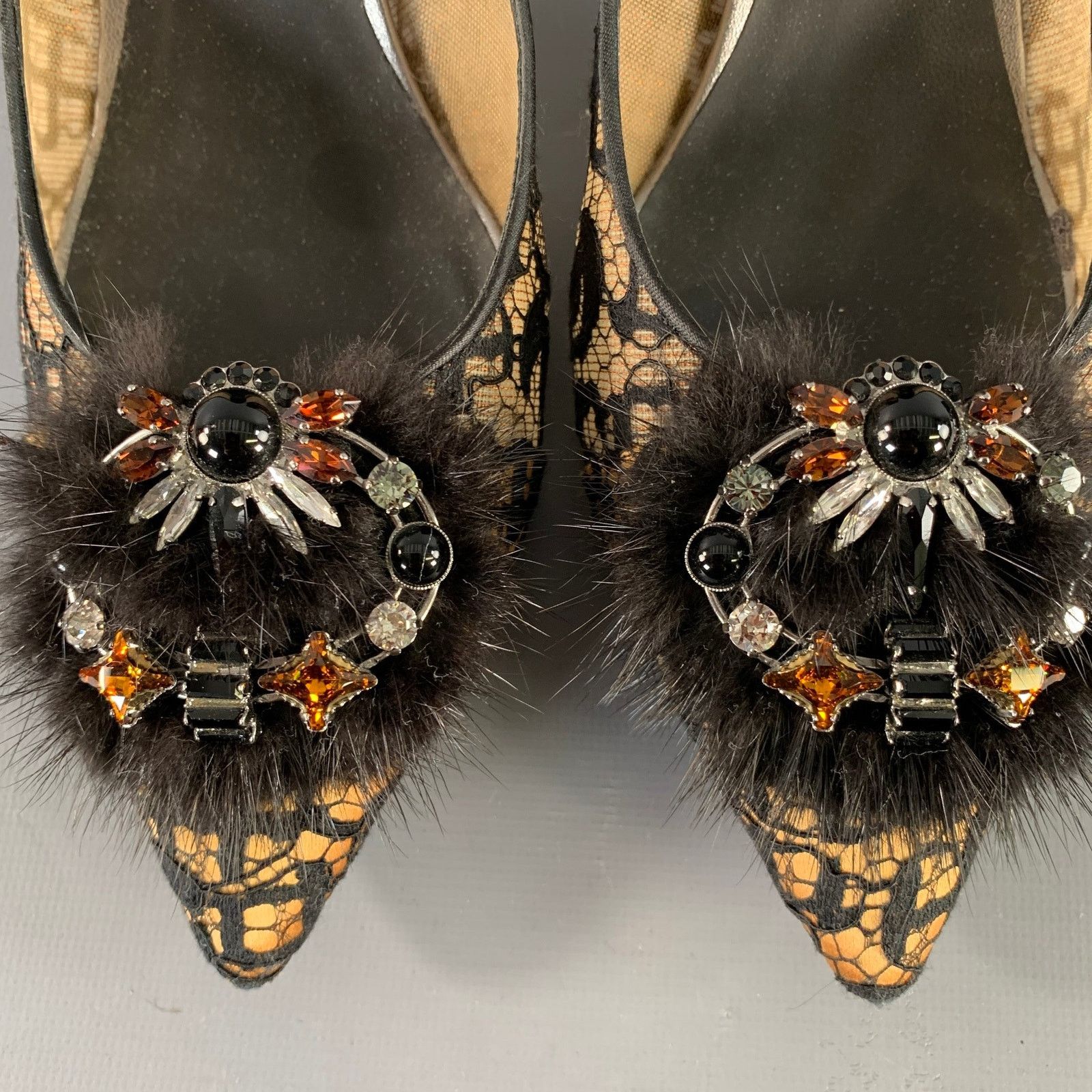 Rene Caovilla RENE CAOVILLA Lace Rhinestones Pointed Toe Stiletto Pumps Size US 10.5 / IT 40.5 - 9 Thumbnail