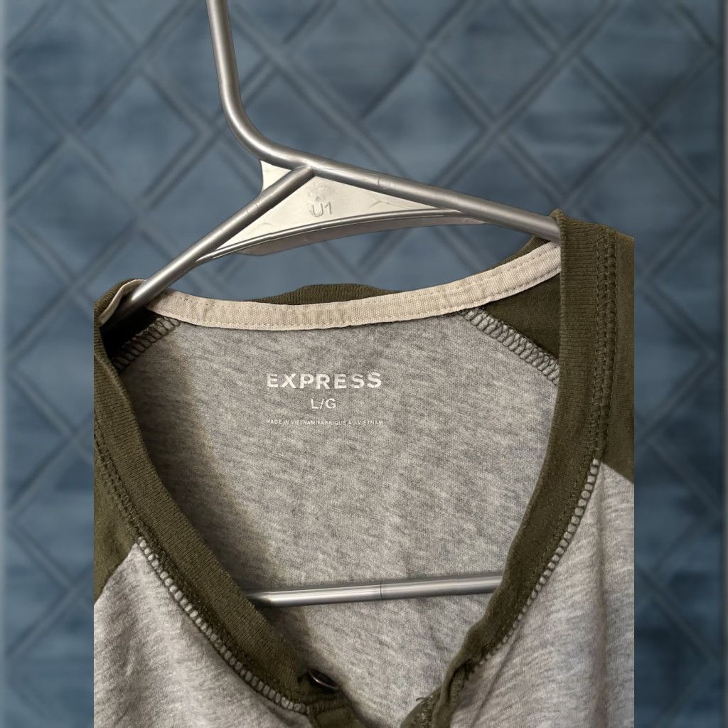 Express Express Jersey T Shirt Men Green Gray 3/4 Sleeve Size L Size US L / EU 52-54 / 3 - 1 Thumbnail