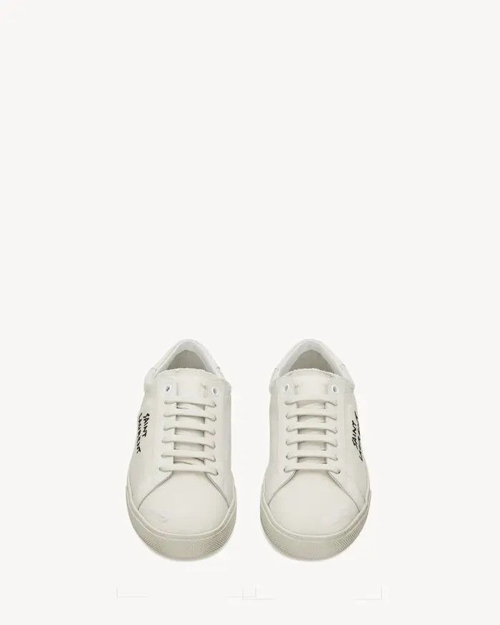 Saint Laurent Paris o1s1wg110126 Court Classic sl/06 Embroidered Sneakers Cream Size US 9.5 / EU 42-43 - 2 Thumbnail