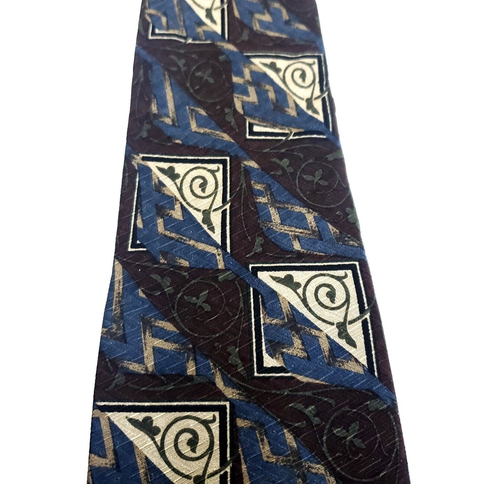 XMI Platinum XMI Silk Tie Abstract Print Brown Blue Size ONE SIZE - 2 Thumbnail