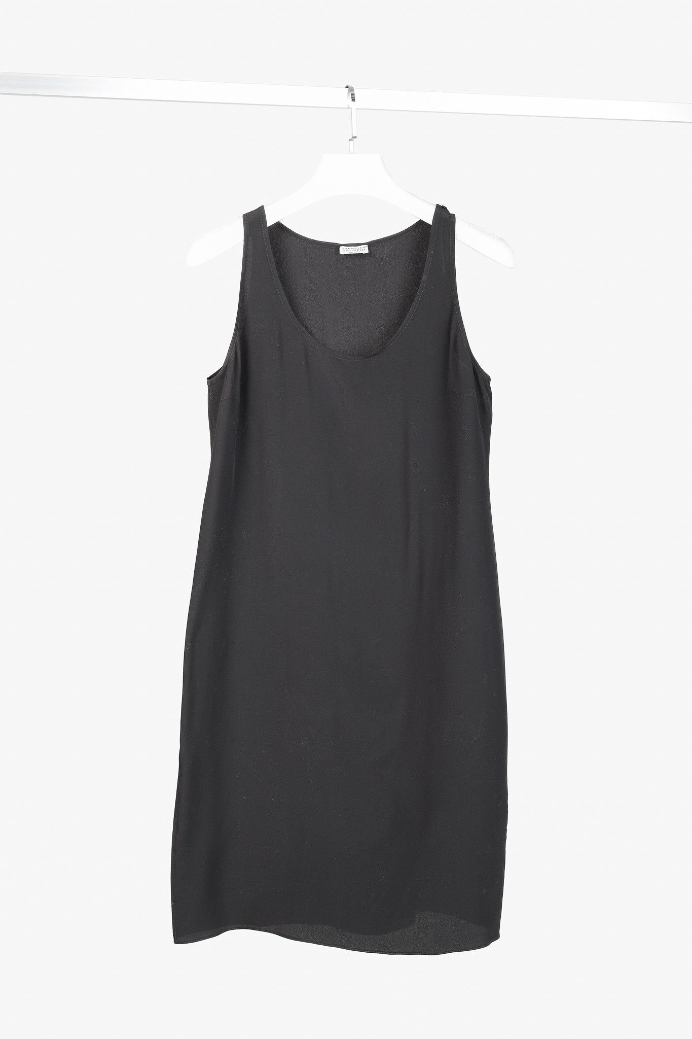 Brunello Cucinelli Brunello Cucinelli Dark Grey Silk-Blend Slip Dress Size L / US 10 / IT 46 - 1 Thumbnail