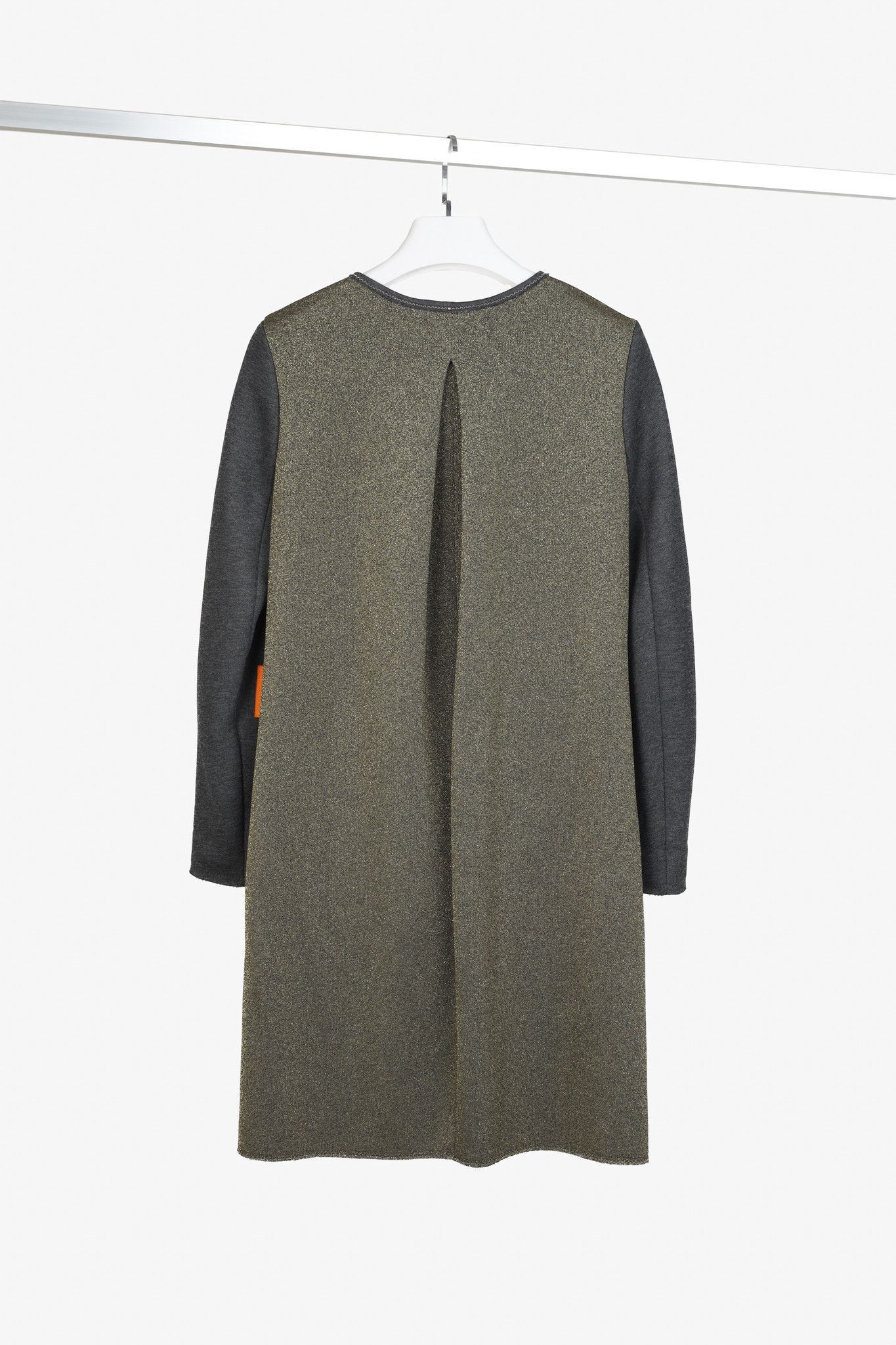 Marie Saint Pierre Marie Saint Pierre Metallic Grey Neoprene Long Sleeve Dress Size S / US 4 / IT 40 - 2 Thumbnail