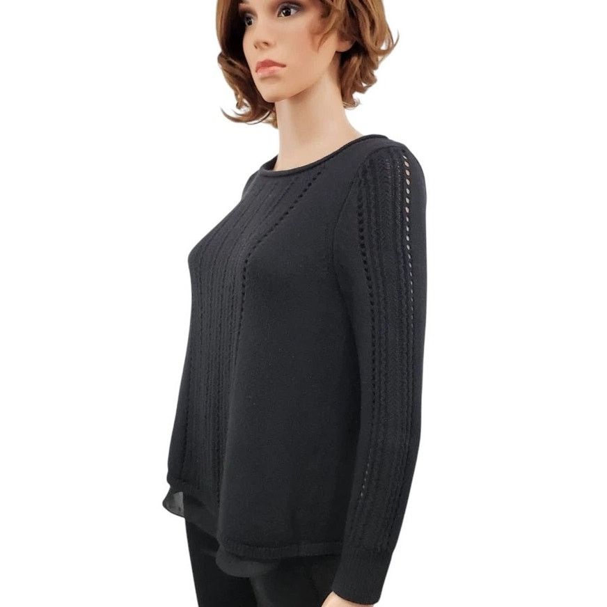 Lucky Brand Lucky Brand Layered Split Back Sweater Top Sheer Underlay S Size S / US 4 / IT 40 - 10 Thumbnail
