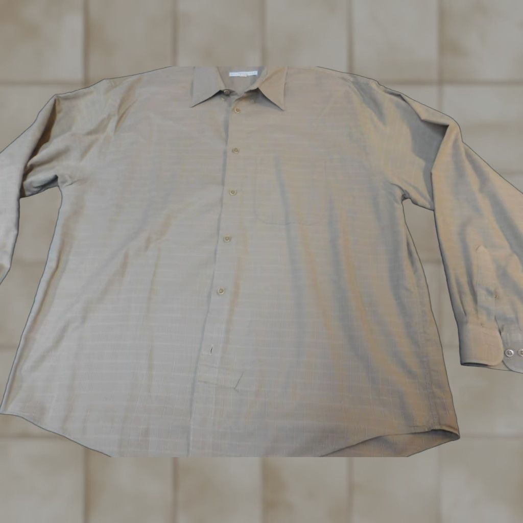 Geoffrey Beene Geoffrey Beene Mens Button-Down Shirt XL Plaid Beige Casual Regular Size US XL / EU 56 / 4 - 1 Thumbnail