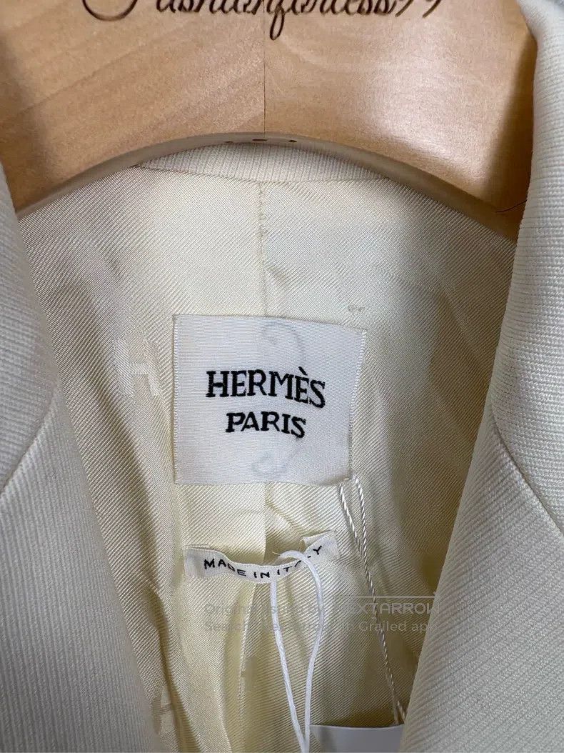 Hermes Hermes Beige Lapel Long Sleeve Jacket Size XS / US 0-2 / IT 36-38 - 4 Thumbnail