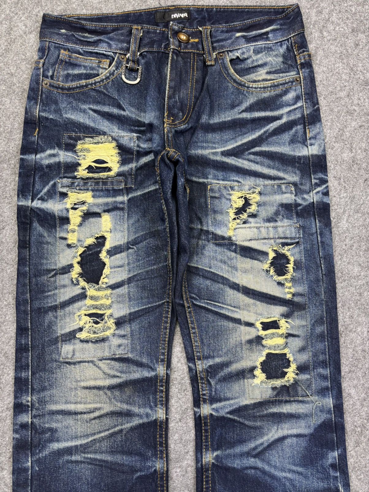 Designer Insane🔥DIVINER Slash Fades Patchwork Distressed Denim F720 Size US 30 / EU 46 - 3 Thumbnail
