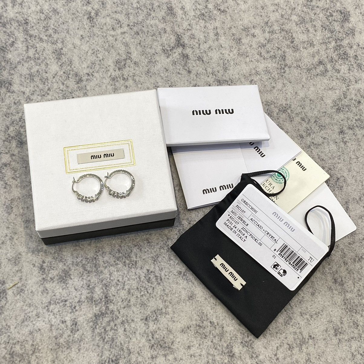 Miu Miu MIU MIU Metal Earrings With Artificial Crystals Size ONE SIZE - 11 Thumbnail
