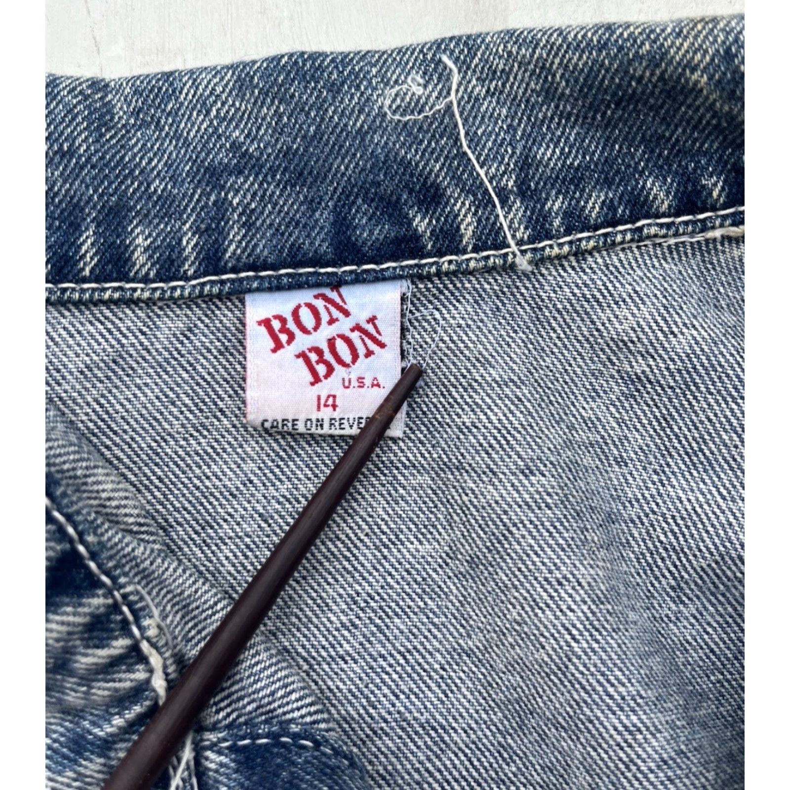 Denime Women's Bon Bon Jacket Denim 14 Blue 80s Retro Whimisgoth Vintage Jacket Bon Bon Denim Solid Blue Rock 80s Mens? Women? Size XL / US 12-14 / IT 48-50 - 5 Thumbnail