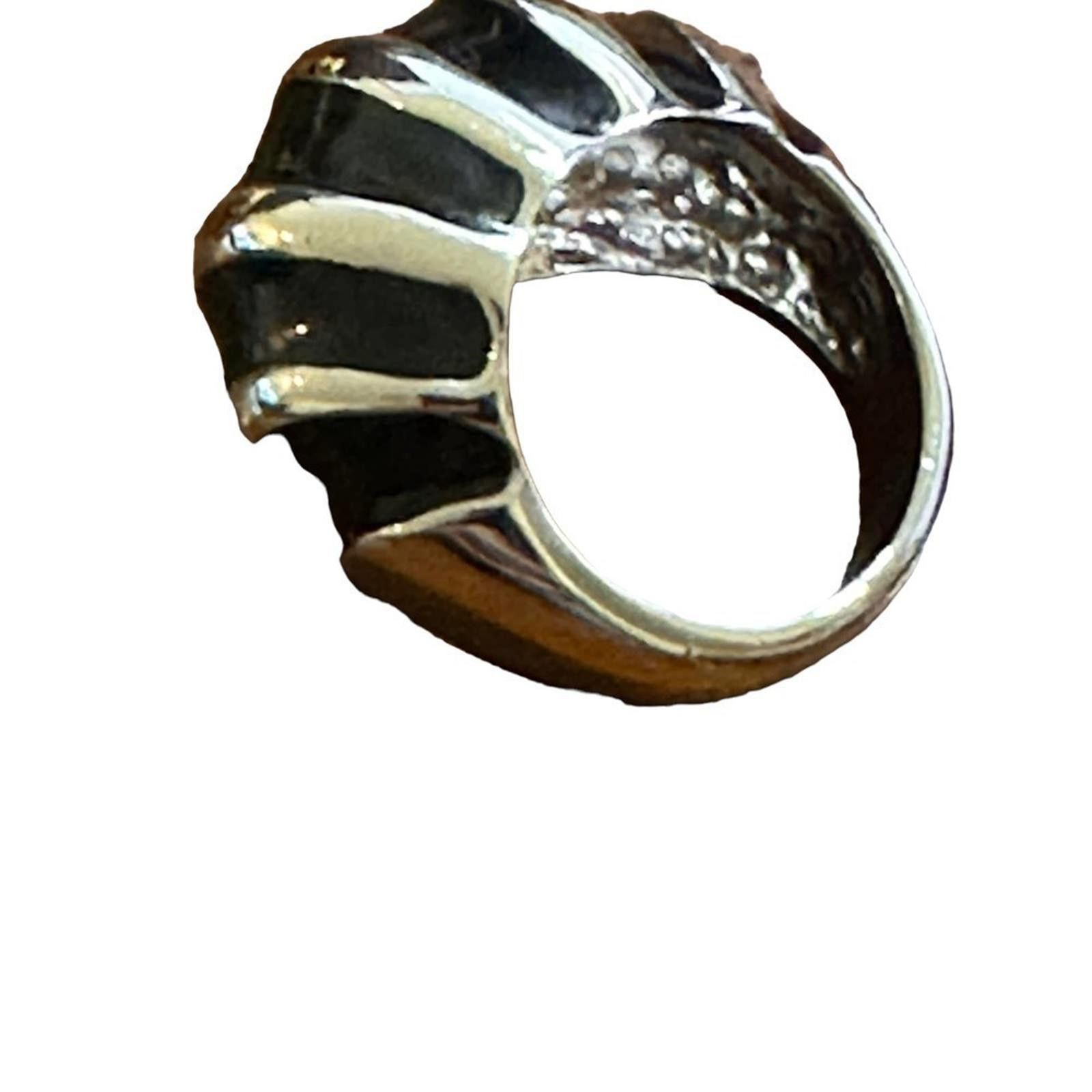 Vintage Premier Designs Silvertone and Black Domed Ring Size ONE SIZE - 5 Thumbnail