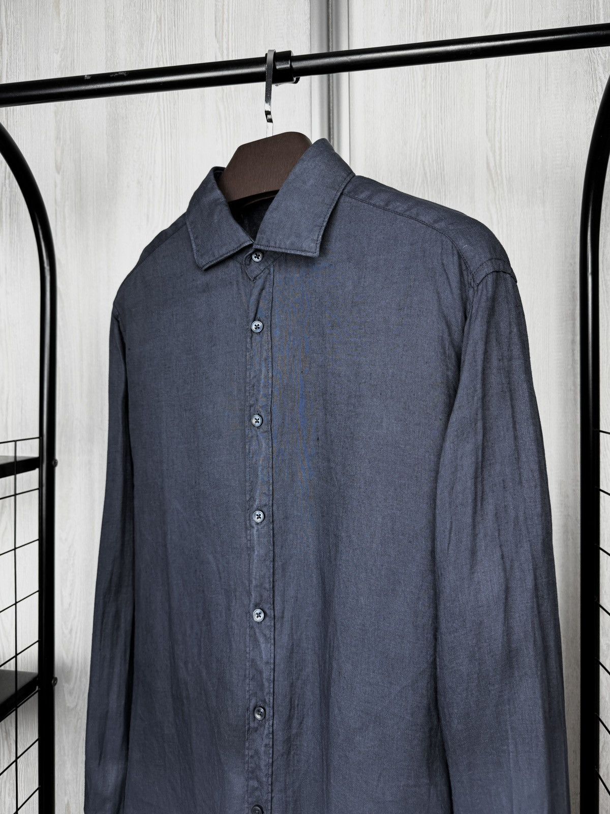 Tintoria Mattei Tintoria Mattei 954 Pure Linen Graphite Garment Dyed Shirt Size US XL / EU 56 / 4 - 4 Thumbnail