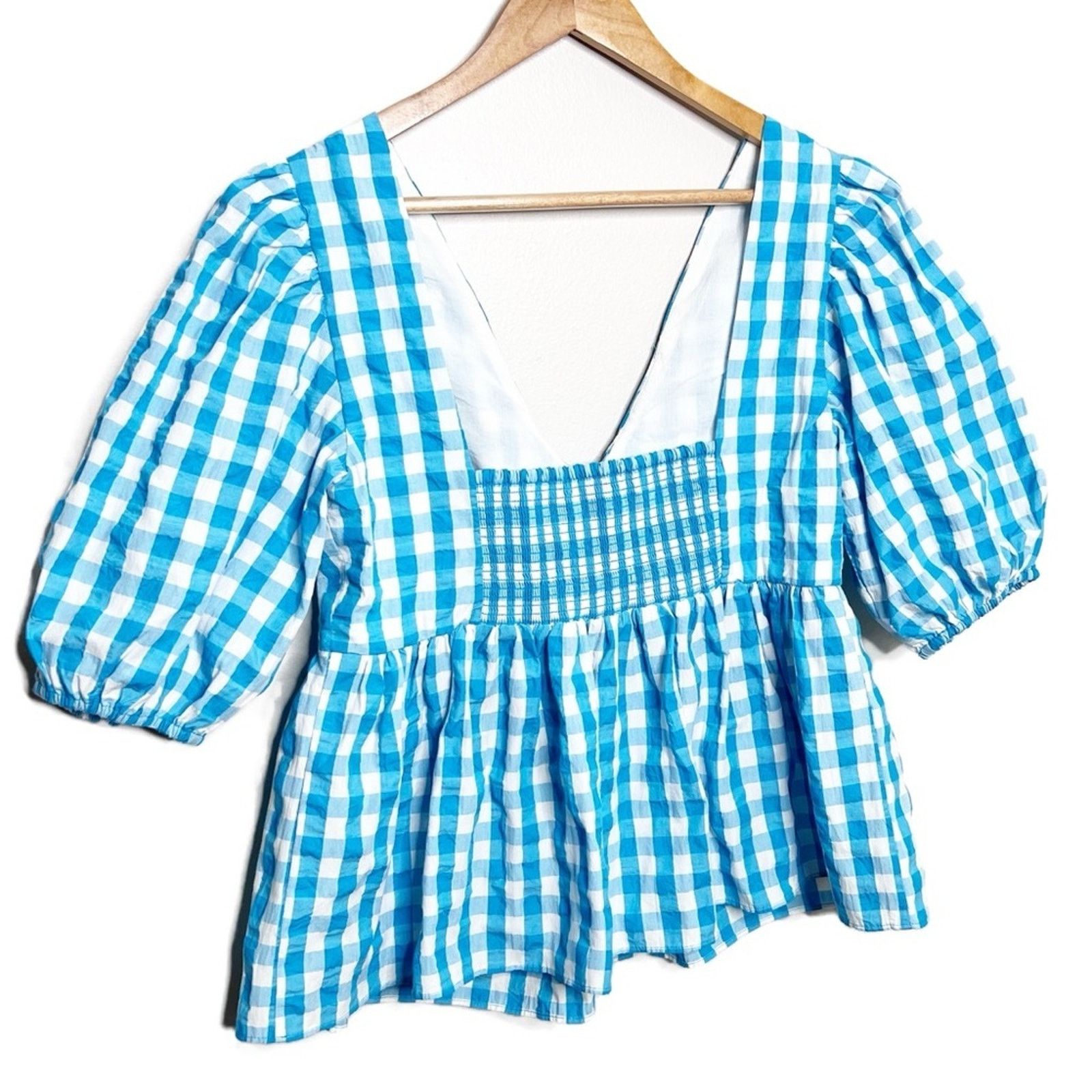 Lilly Pulitzer Lilly Pulitzer Sarafina Gingham Babydoll Women's Blouse Size L / US 10 / IT 46 - 10 Thumbnail
