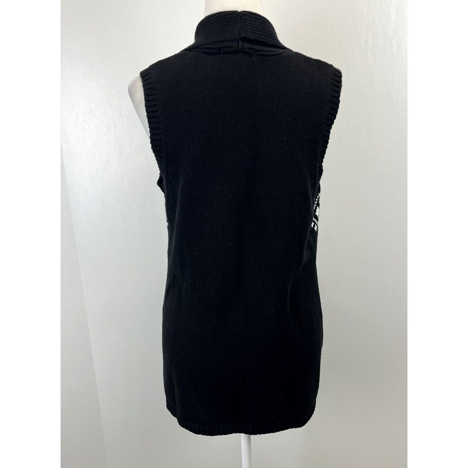 Coldwater Creek Coldwater Creek Sweater Vest Womens M Black White V-Neck Fair Isle Reindeer Knitted Cotton Blend Button Holiday Winter Scandinavian Vest Size M / US 6-8 / IT 42-44 - 3 Thumbnail