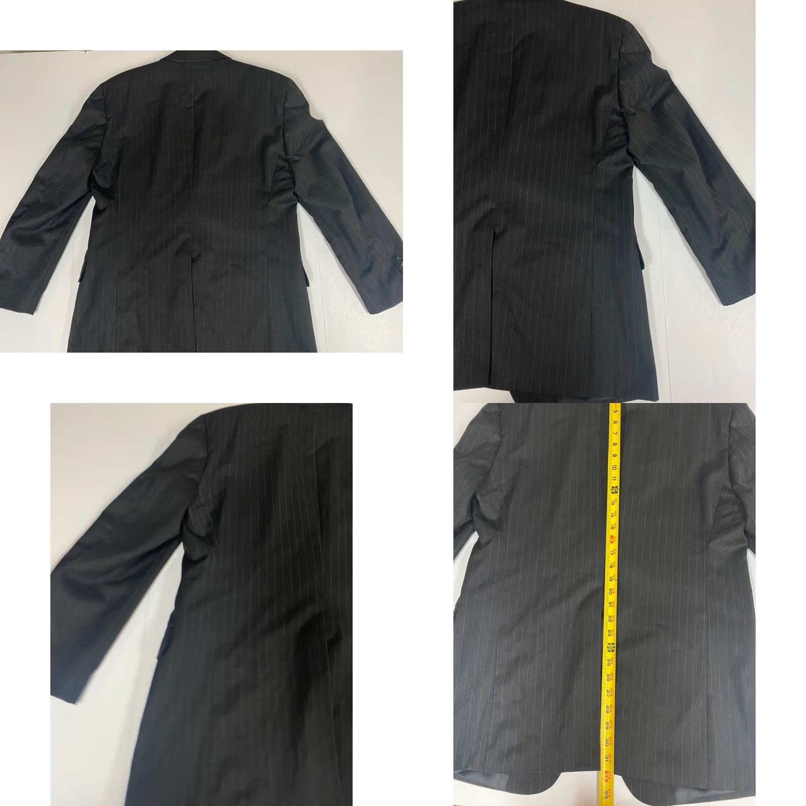 Jones New York Jones New York Mens Blazer 42 Black Classic Striped Tweed Wool Polyester Jacket Coat One Button Single-Breasted Peak Lapel Mens Blazer Size 42R - 8 Thumbnail