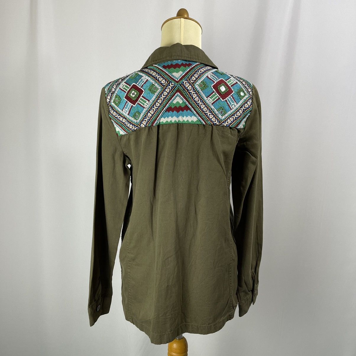 Zara Zara Olive Green Jacket with Embroidered Detail Size M / US 6-8 / IT 42-44 - 4 Thumbnail