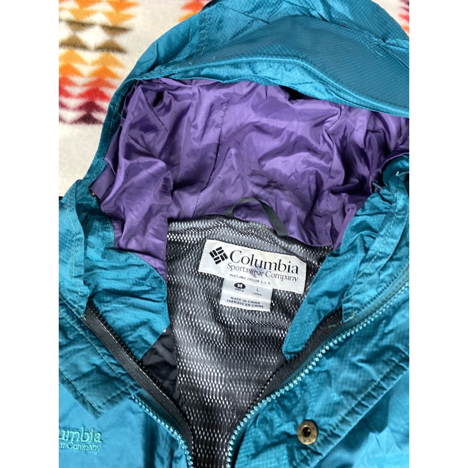 Vintage Columbia Omni-Tech Packable Aqua Mens M Hoodie Windbreaker Jacket Size US M / EU 48-50 / 2 - 3 Thumbnail