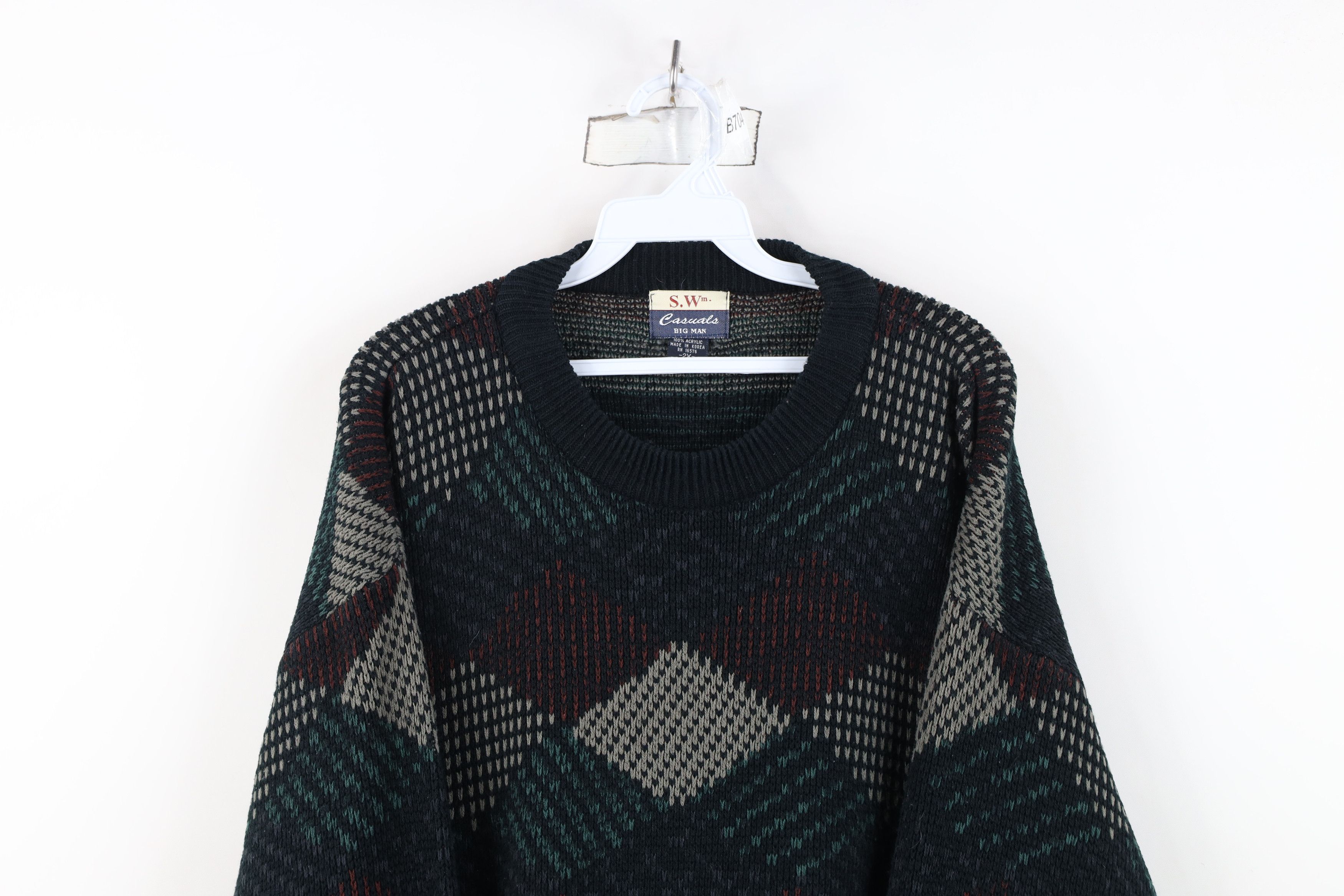 Vintage Vintage 90s Streetwear Diamond Ribbed Knit Crewneck Sweater Size US XXL / EU 58 / 5 - 2 Thumbnail
