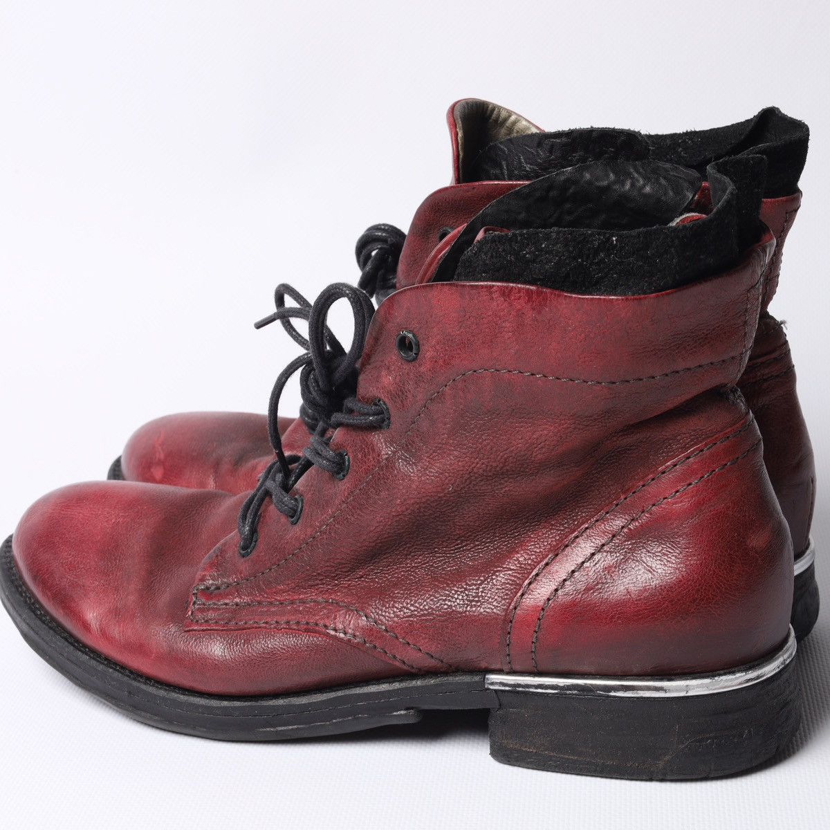 A.S.98 A.S.98 Leather Ankle Boots Western Zip Avantgarde Red Shoes Size US 8 / IT 38 - 3 Thumbnail
