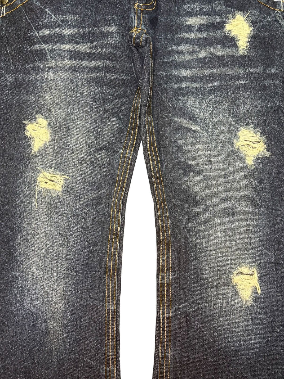 If Six Was Nine Vintage Japanese Brand Double Wing Distress Flare Jeans Size 32" / US 10 / IT 46 - 3 Thumbnail